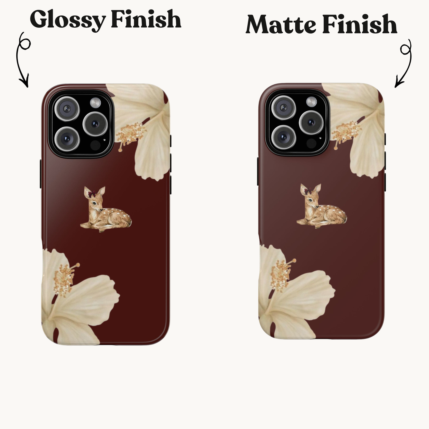 Aesthetic Coquette Deer Lily iPhone Case — Elegant Cherry Red Floral trendy iPhone case