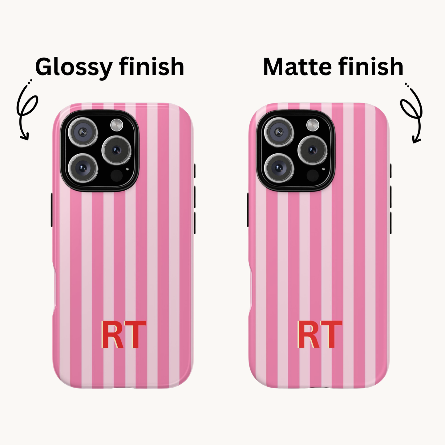 Personalized Pink Stripe Tough Case