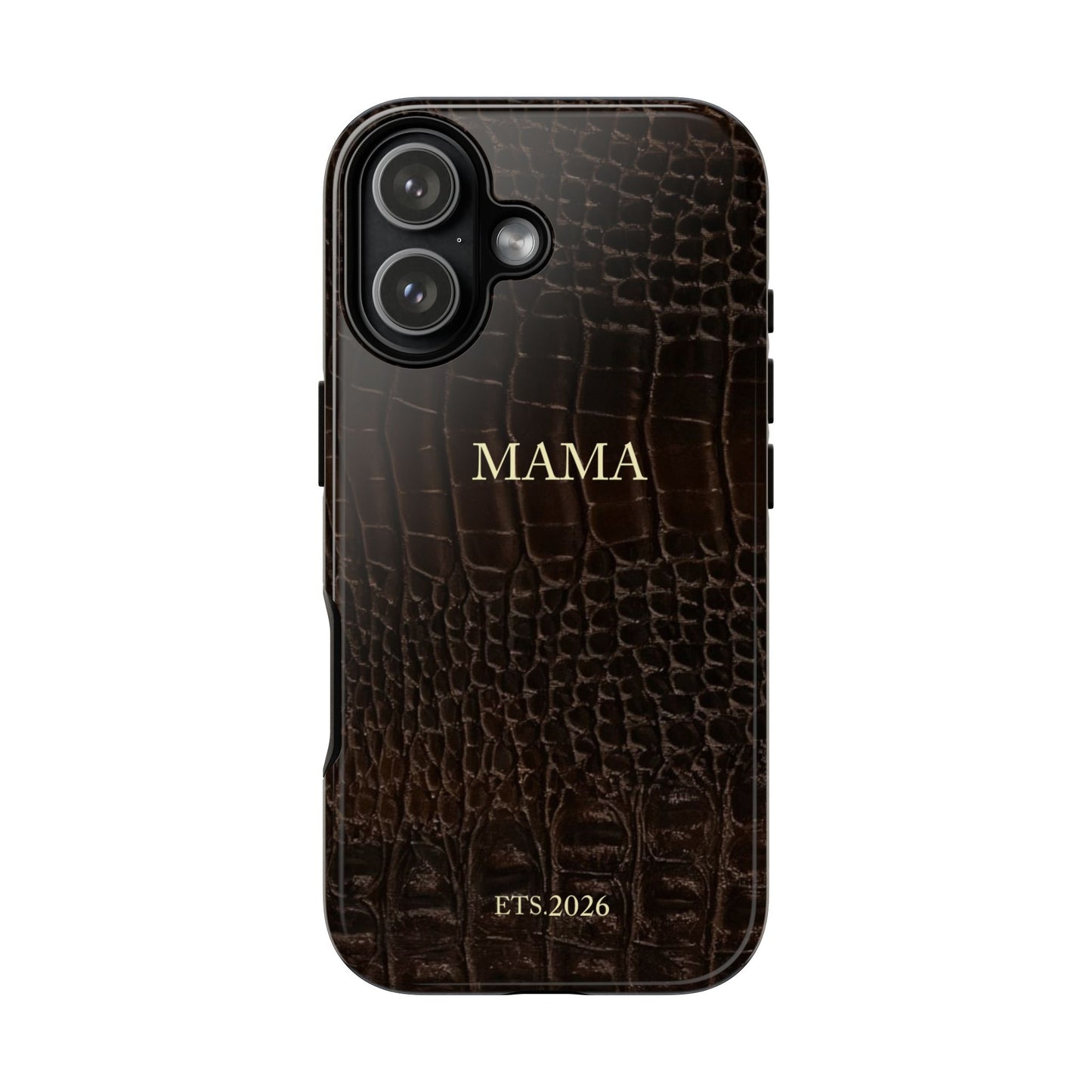 Mama Croc Leather-Texture Tough Phone Case — Personalized EST.2026