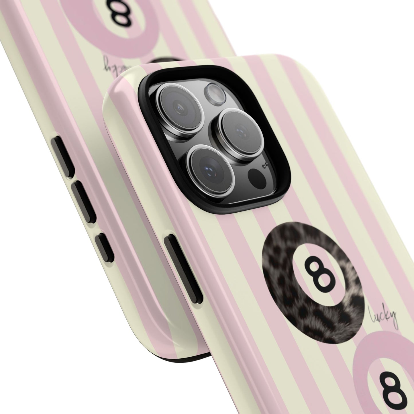 Aesthetic 8 Ball Phone Case – Cute Pink Stripe iPhone Case | Trendy Retro Phone Case