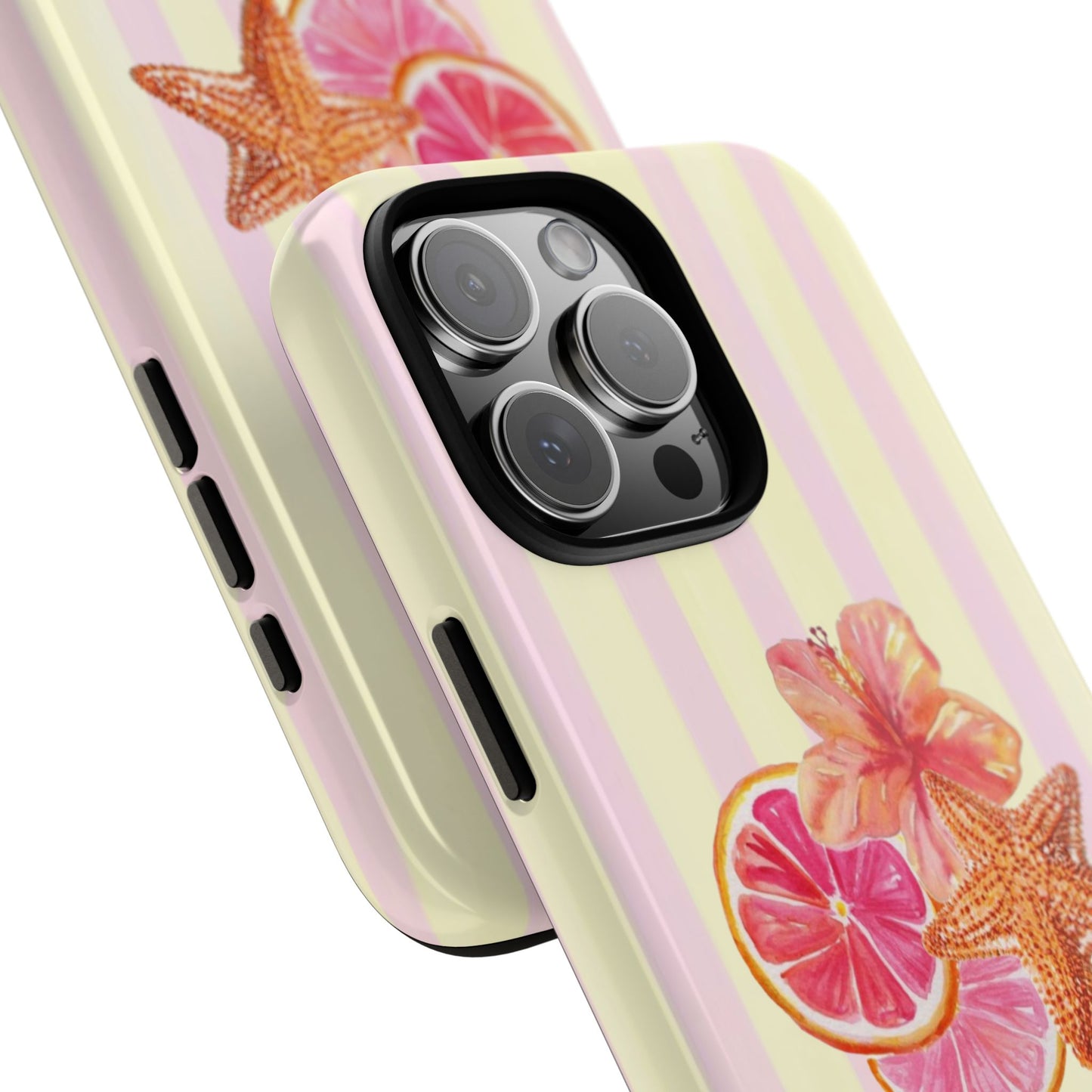 Pink Striped Tropical Starfish Phone Case — Summer Beachy iPhone Cover