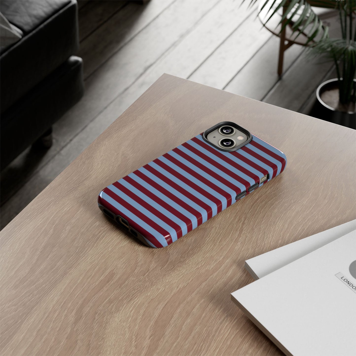 Cherry Dark Red & Blue striped