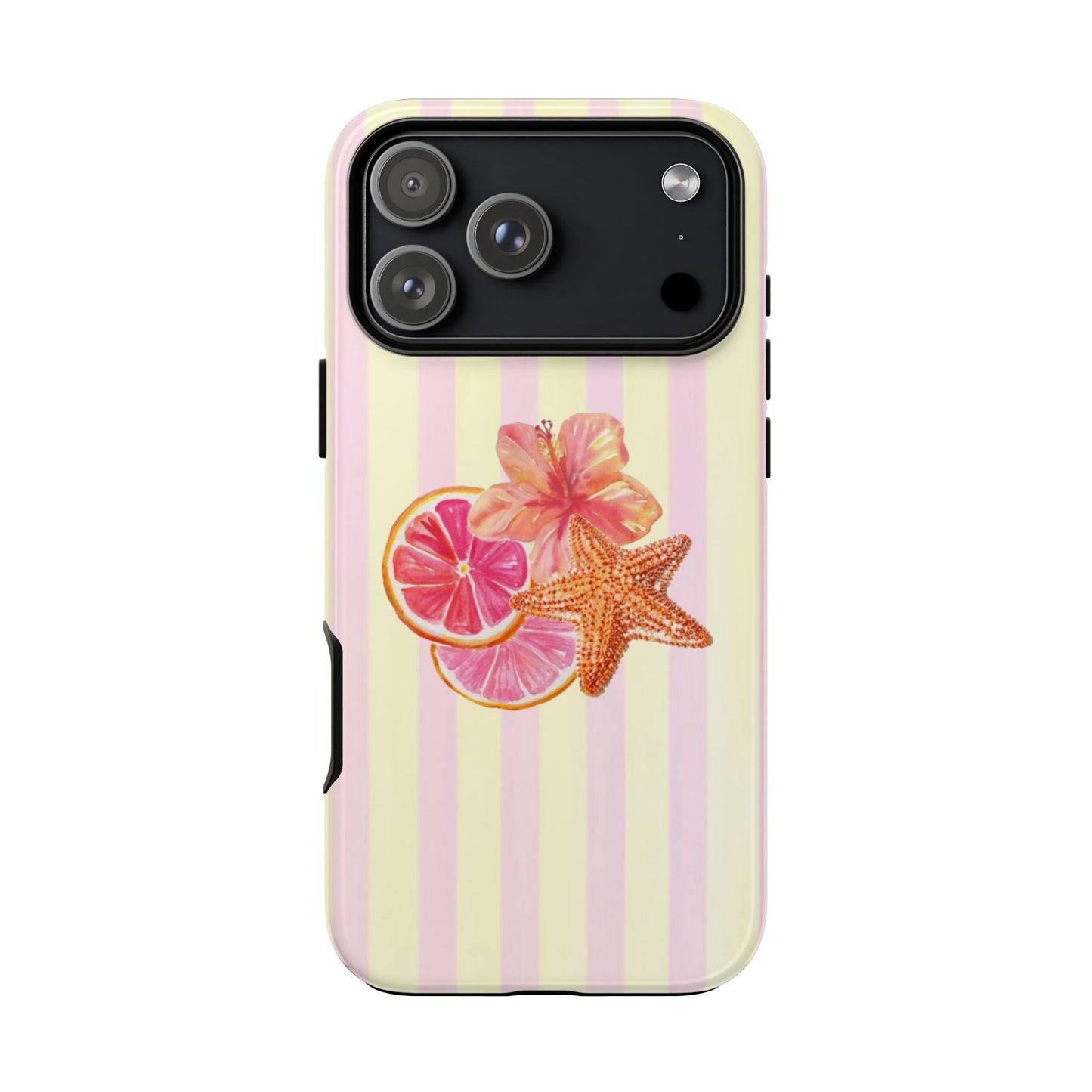 Pink Striped Tropical Starfish Phone Case — Summer Beachy iPhone Cover