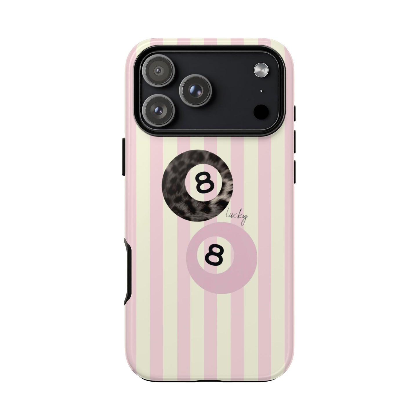 Aesthetic 8 Ball Phone Case – Cute Pink Stripe iPhone Case | Trendy Retro Phone Case