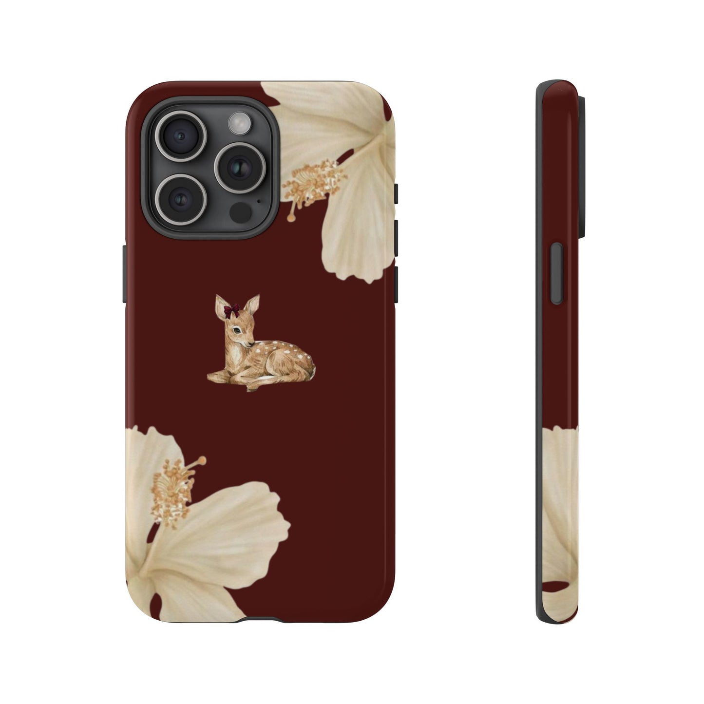 Aesthetic Coquette Deer Lily iPhone Case — Elegant Cherry Red Floral trendy iPhone case