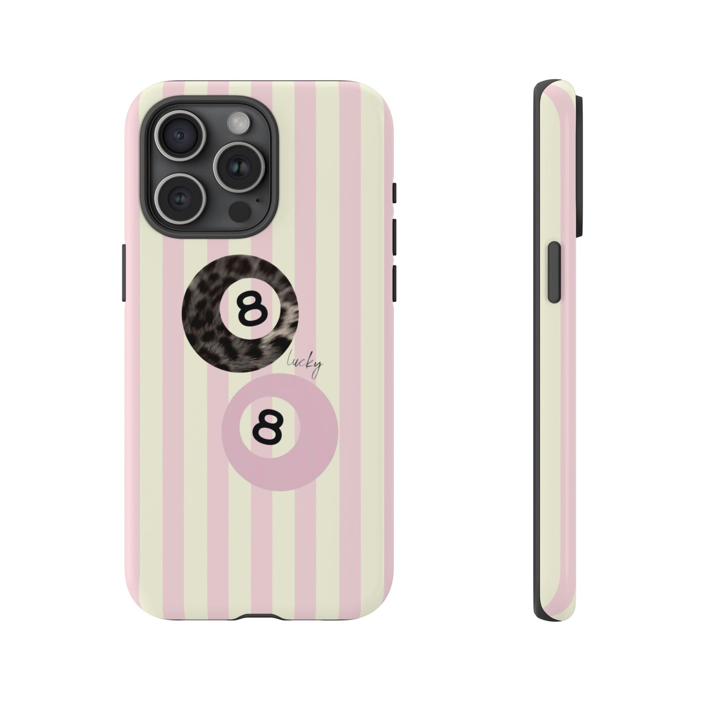 Aesthetic 8 Ball Phone Case – Cute Pink Stripe iPhone Case | Trendy Retro Phone Case