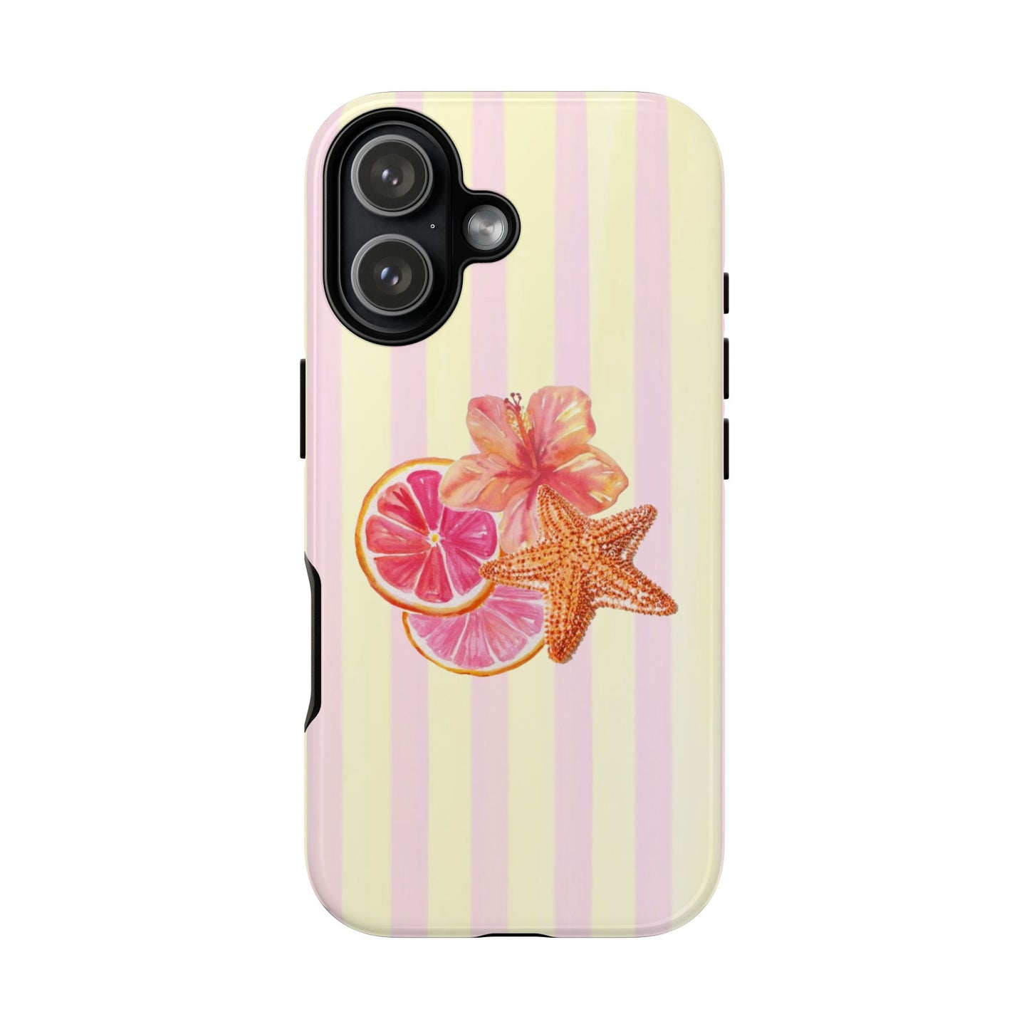 Pink Striped Tropical Starfish Phone Case — Summer Beachy iPhone Cover