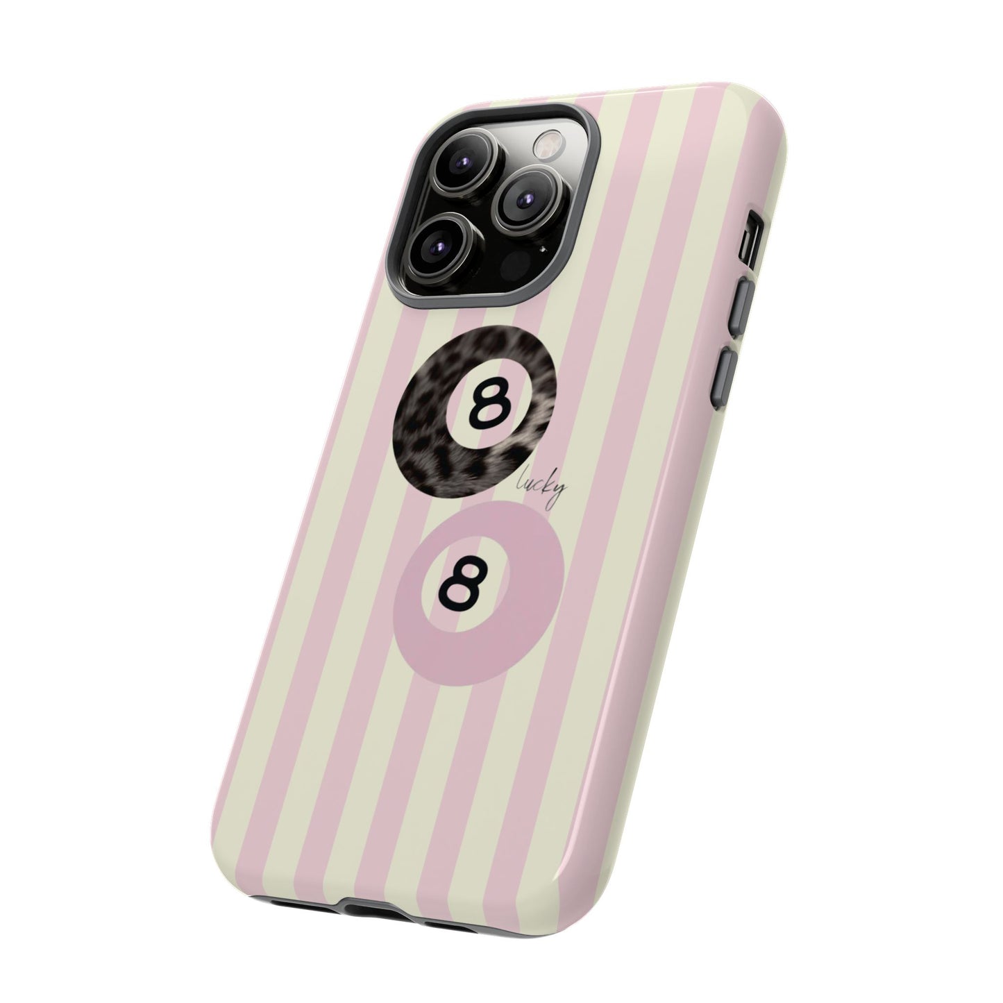 Aesthetic 8 Ball Phone Case – Cute Pink Stripe iPhone Case | Trendy Retro Phone Case