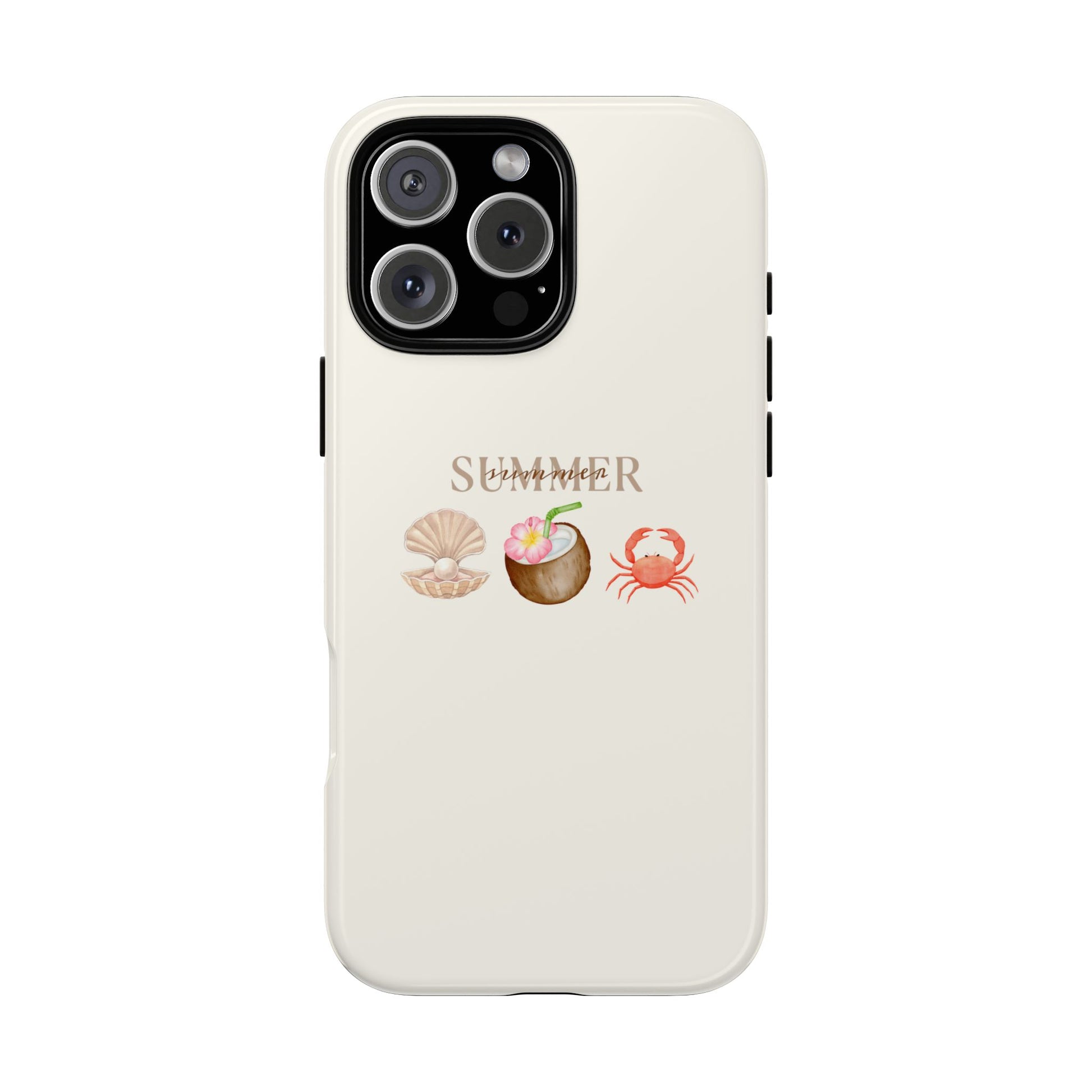 White phone case with rose gold 'Coastline Co' logo on a white background