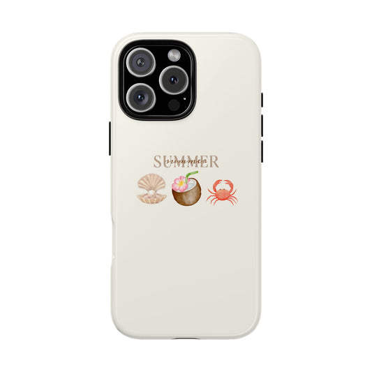 White phone case with rose gold 'Coastline Co' logo on a white background