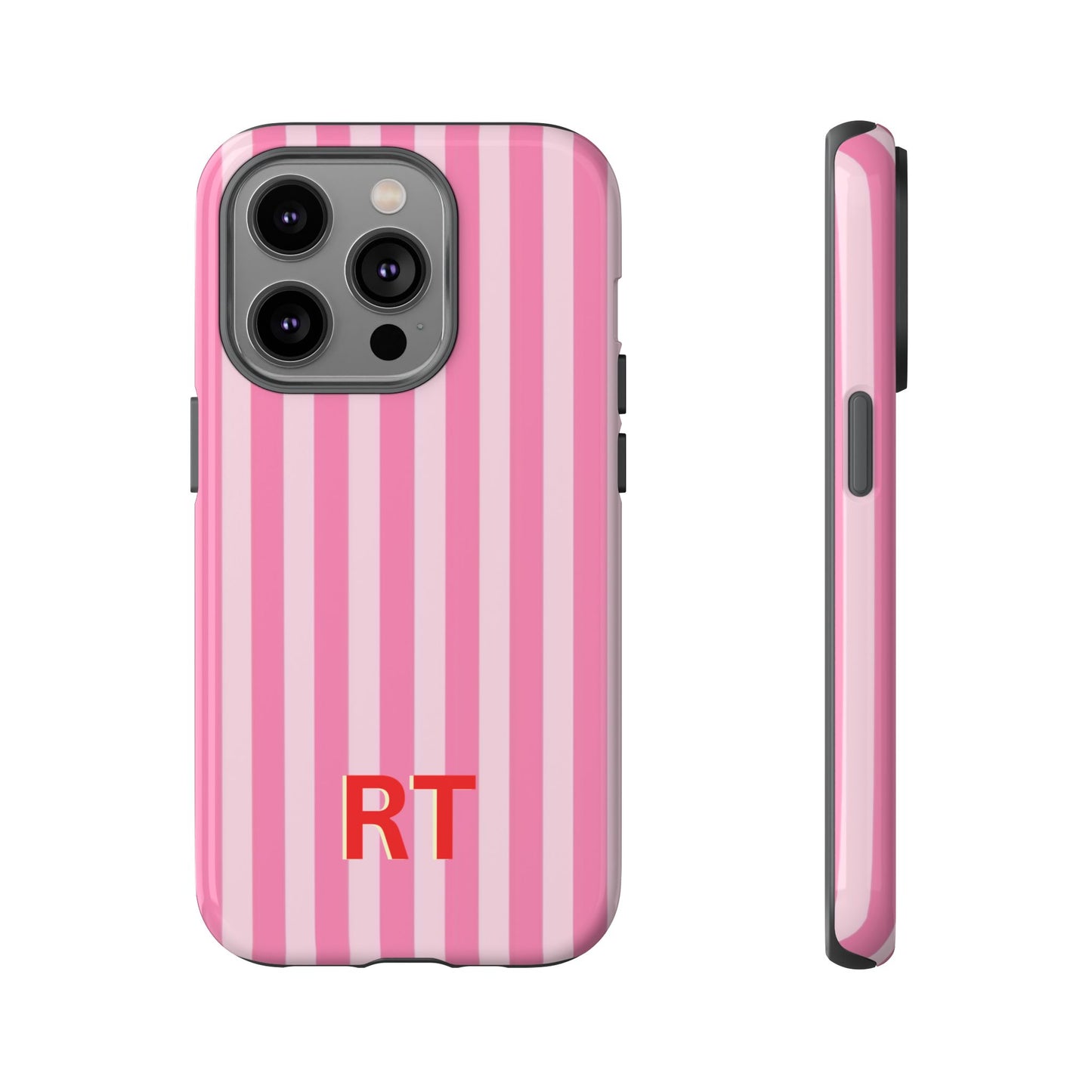 Personalized Pink Stripe Tough Case
