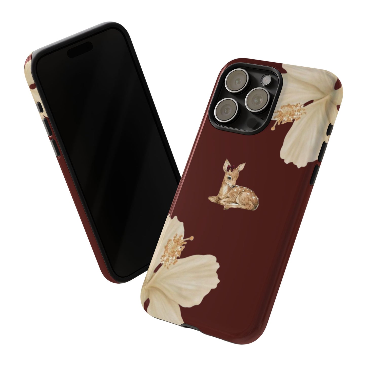 Aesthetic Coquette Deer Lily iPhone Case — Elegant Cherry Red Floral trendy iPhone case