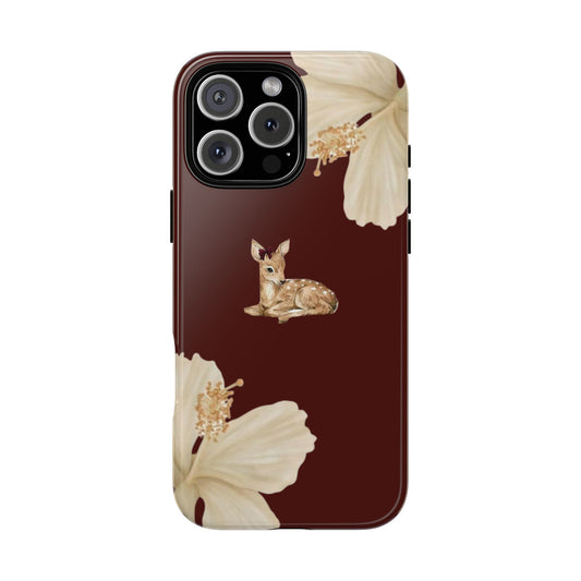 Aesthetic Coquette Deer Lily iPhone Case — Elegant Cherry Red Floral trendy iPhone case