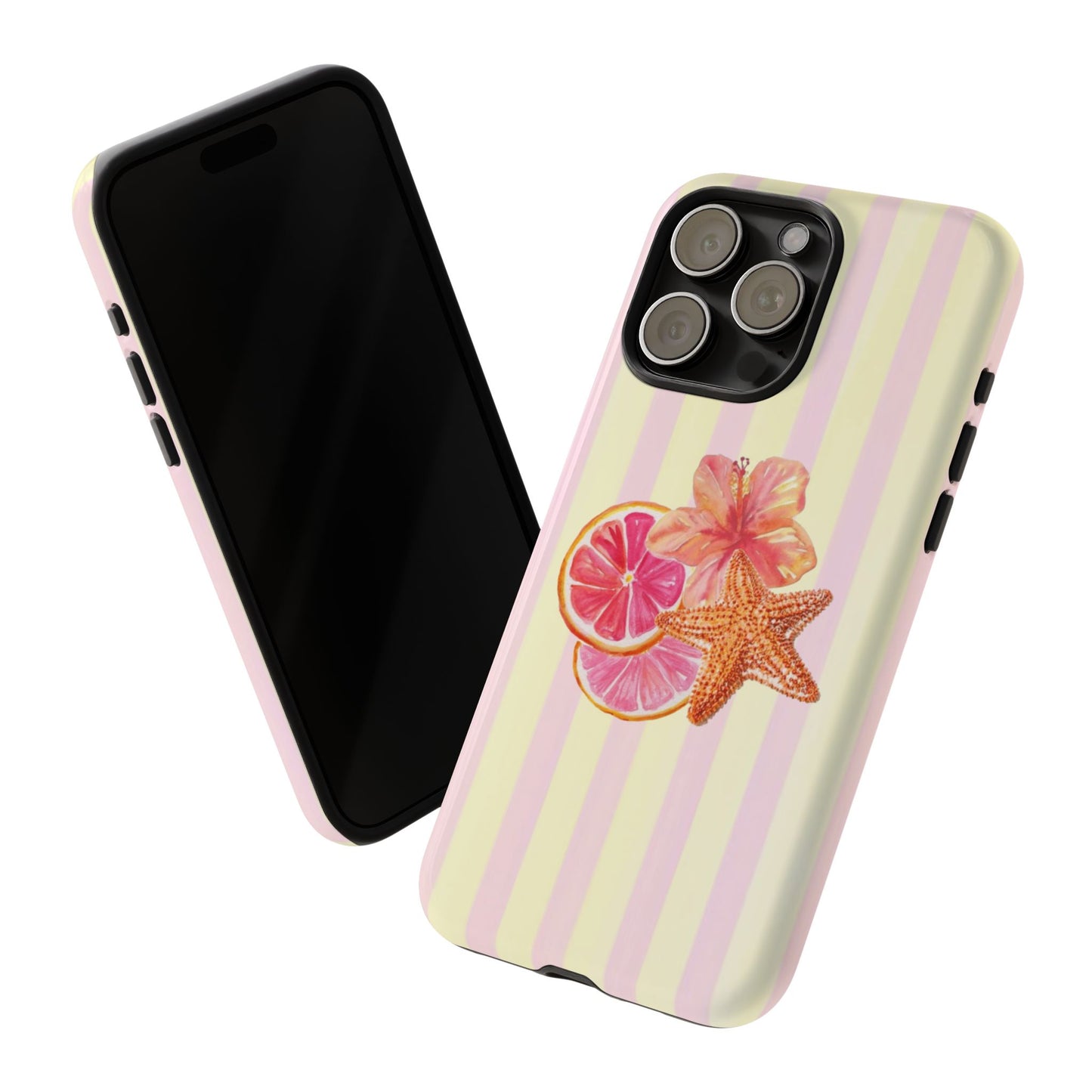 Pink Striped Tropical Starfish Phone Case — Summer Beachy iPhone Cover