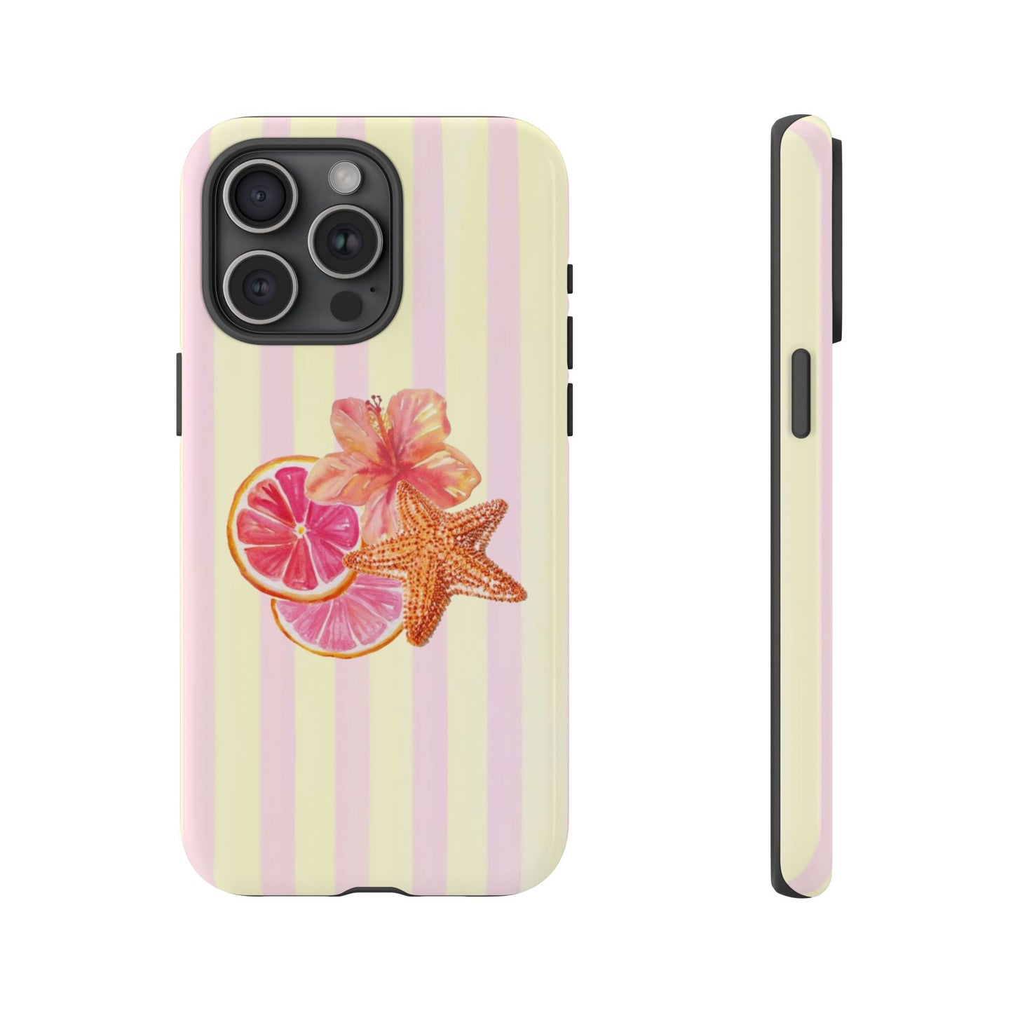 Pink Striped Tropical Starfish Phone Case — Summer Beachy iPhone Cover
