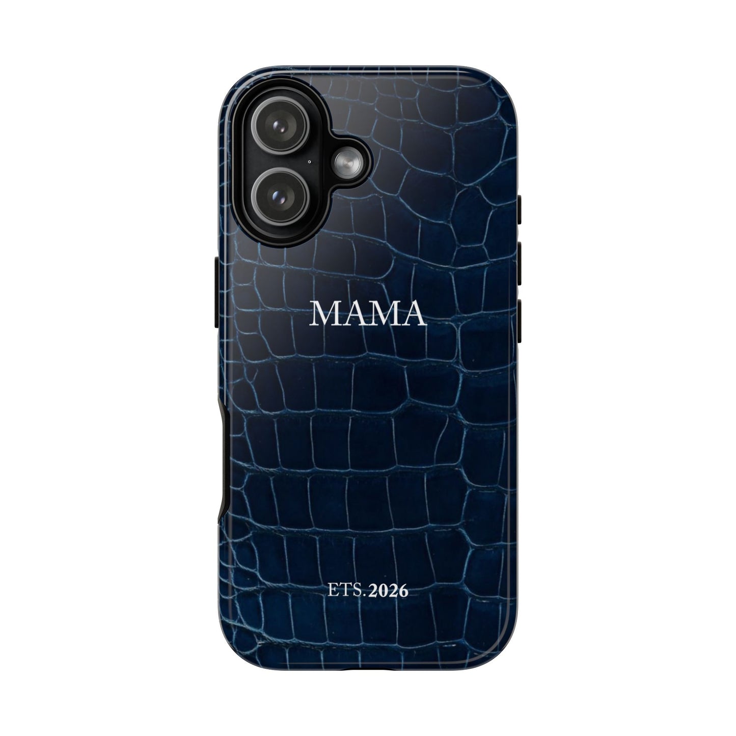 Personalized Mama Navy Croc Leather-Texture Tough Phone Case — EST.2026