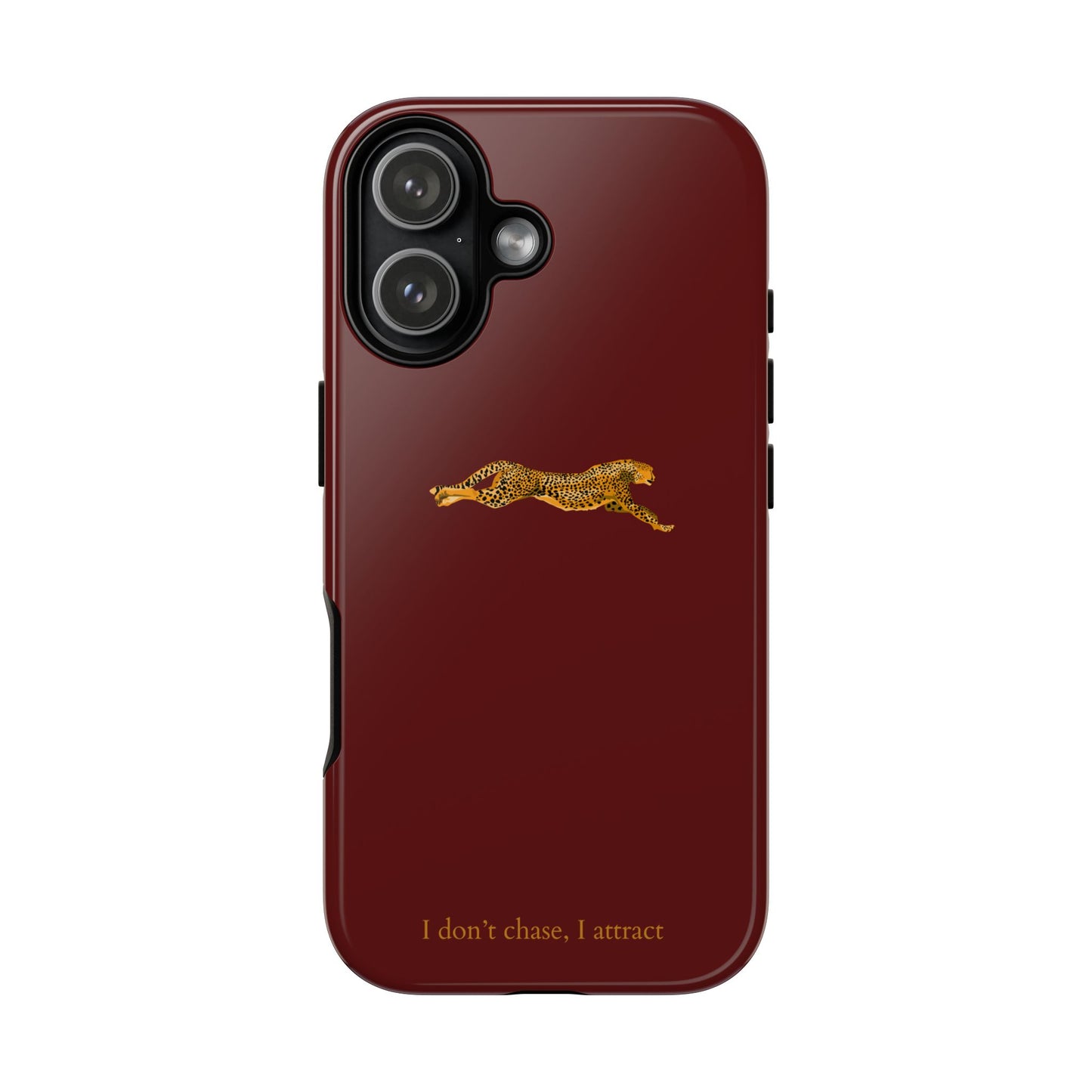Leopard Cherry Red Phone Case — Aesthetic Stylish Tough Case—luxury iPhone case "I don't chase I attract"