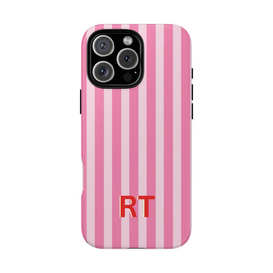 Personalized Pink Stripe Tough Case