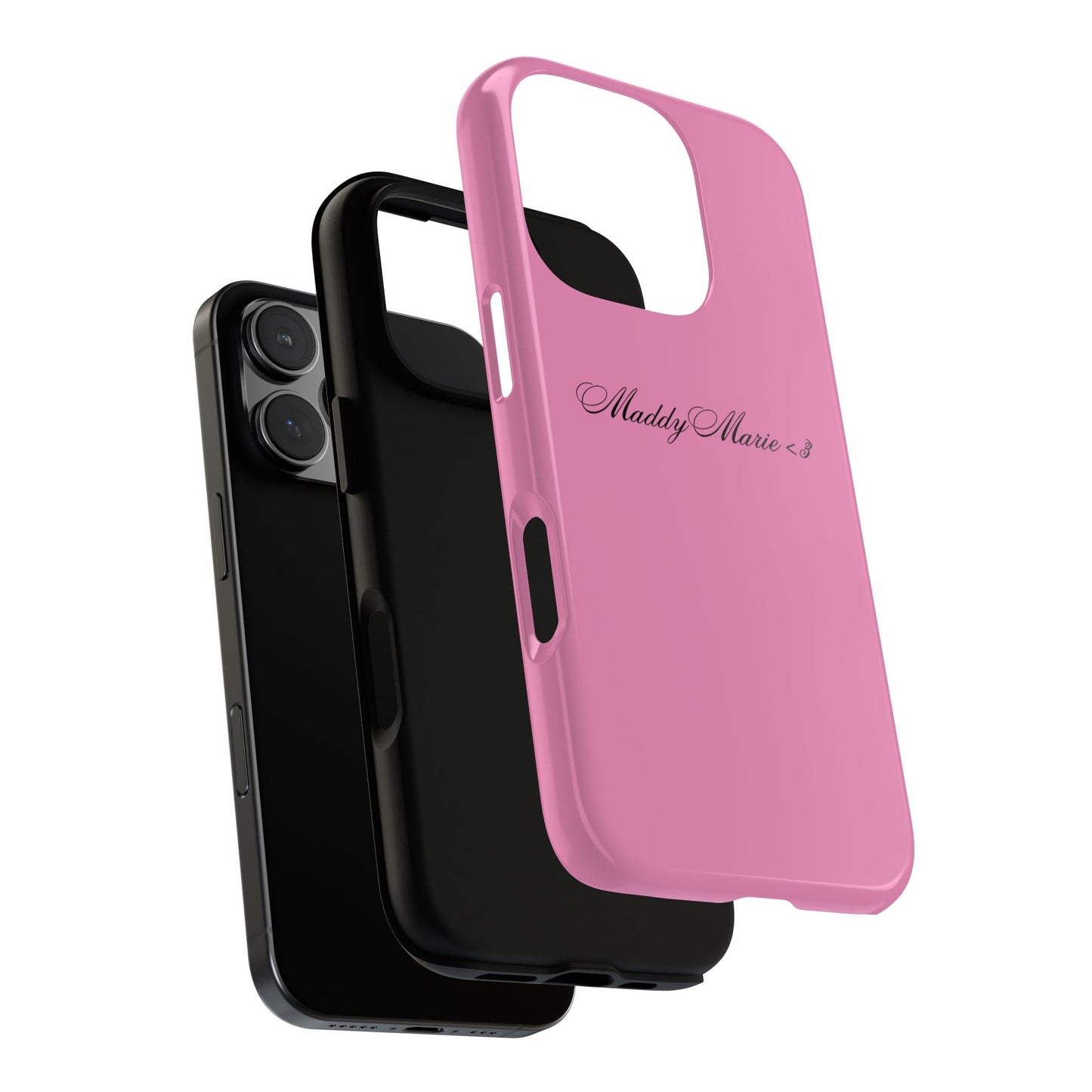 Personalized Pink Tough Phone Case - 'MaddyMarie>3' Script Name