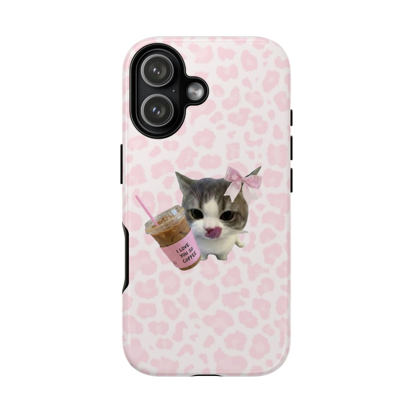 coffee  Lover Cat Phone Case – Cute Pink Aesthetic iPhone Case for Girls