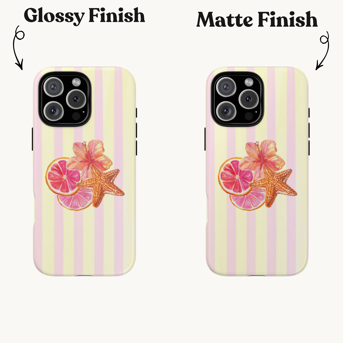 Pink Striped Tropical Starfish Phone Case — Summer Beachy iPhone Cover