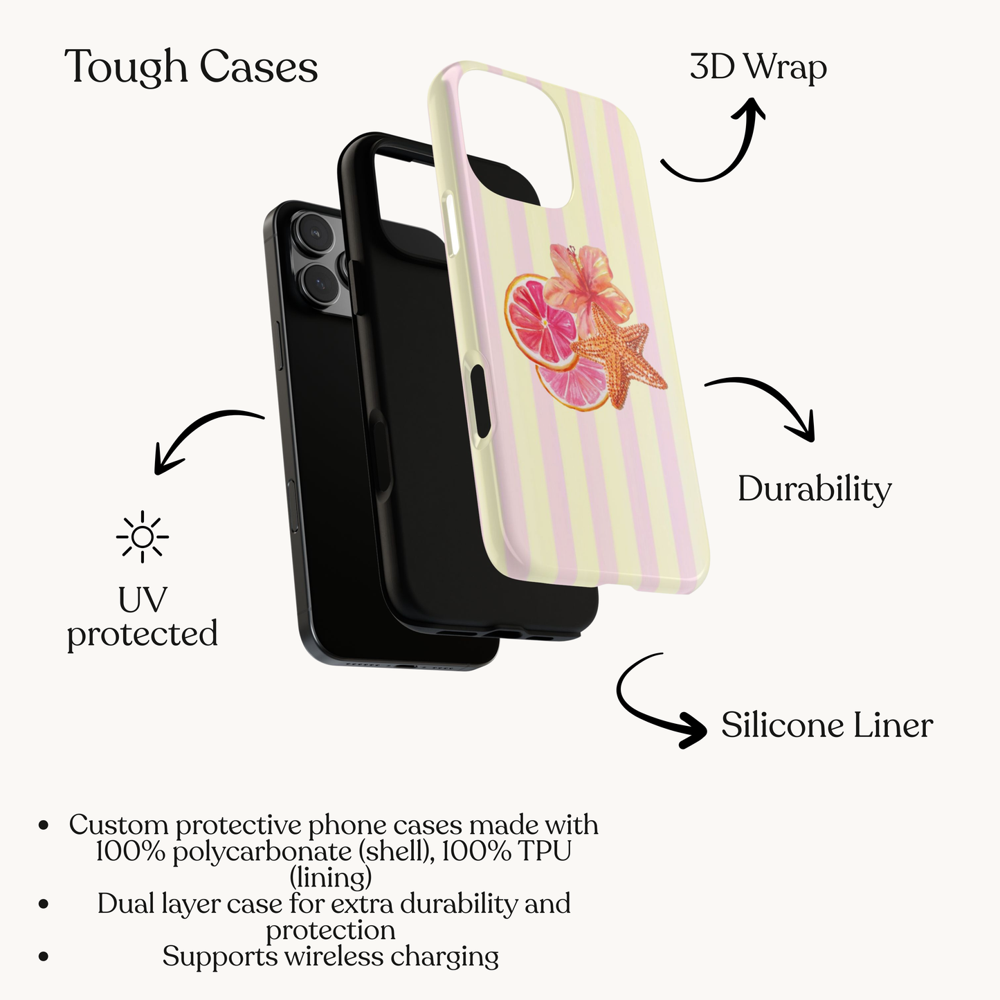 Pink Striped Tropical Starfish Phone Case — Summer Beachy iPhone Cover