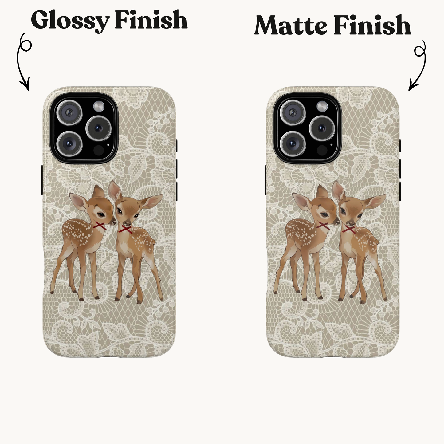 Cute Deer Lace Aesthetic Phone Case — Trendy iPhone Case for Women