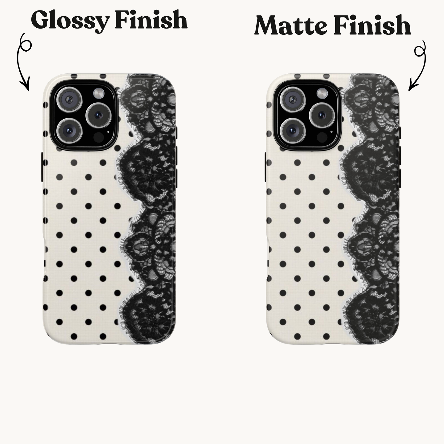 Trendy polka dot & lace case