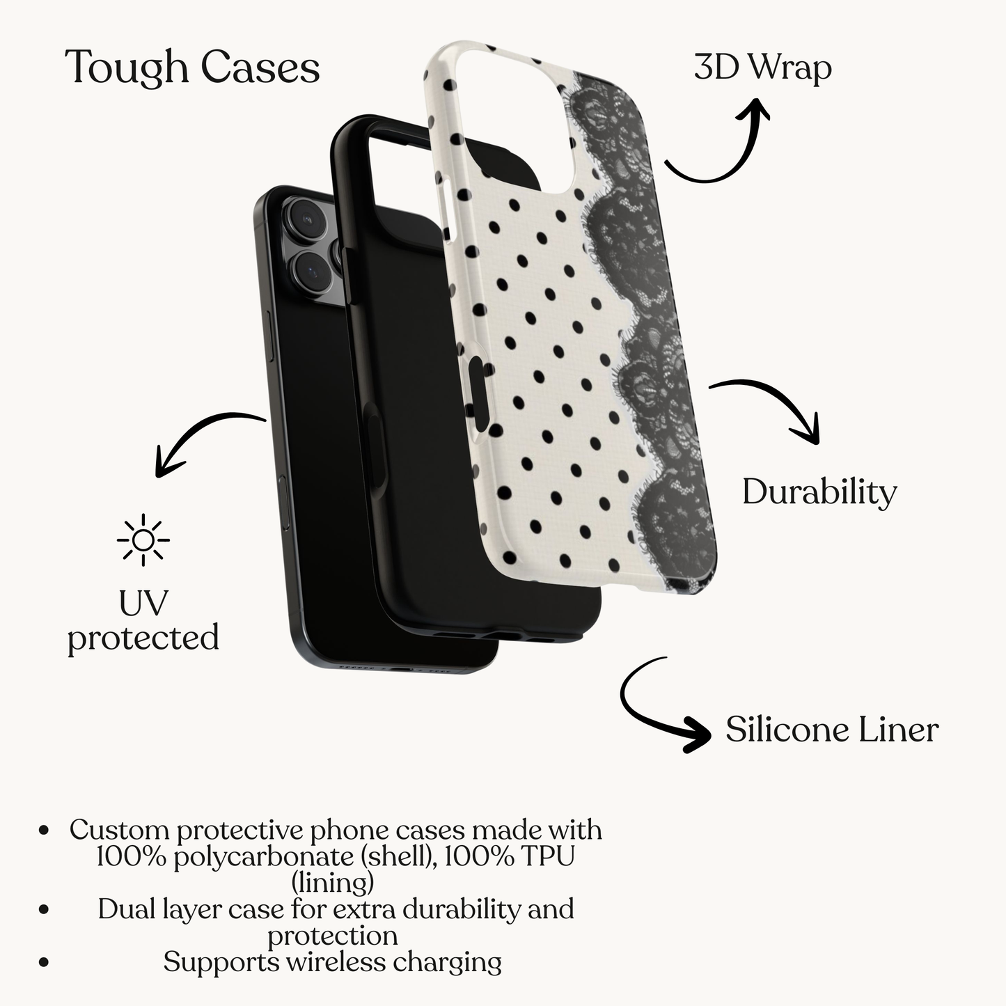 Trendy polka dot & lace case
