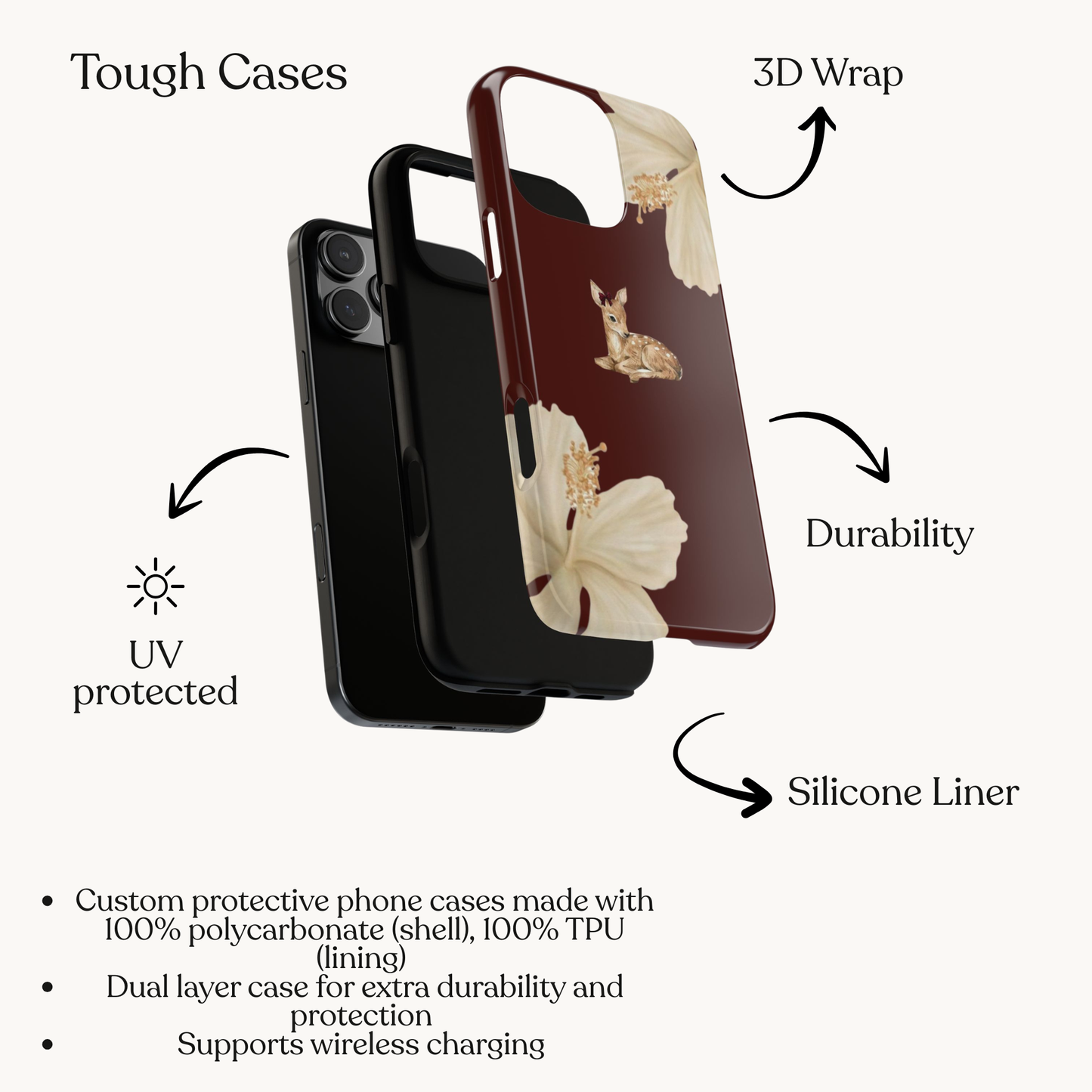 Aesthetic Coquette Deer Lily iPhone Case — Elegant Cherry Red Floral trendy iPhone case