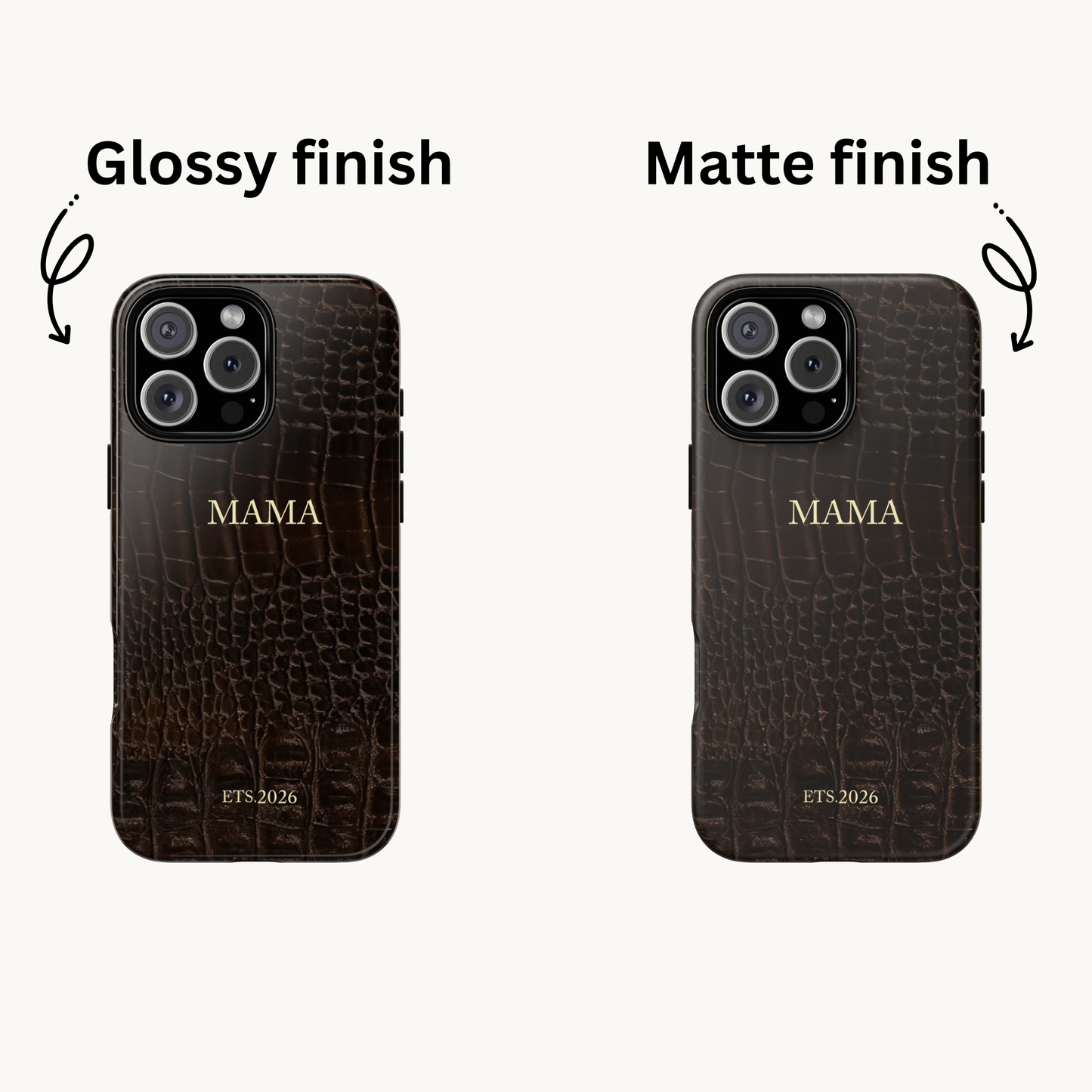 Mama Croc Leather-Texture Tough Phone Case — Personalized EST.2026