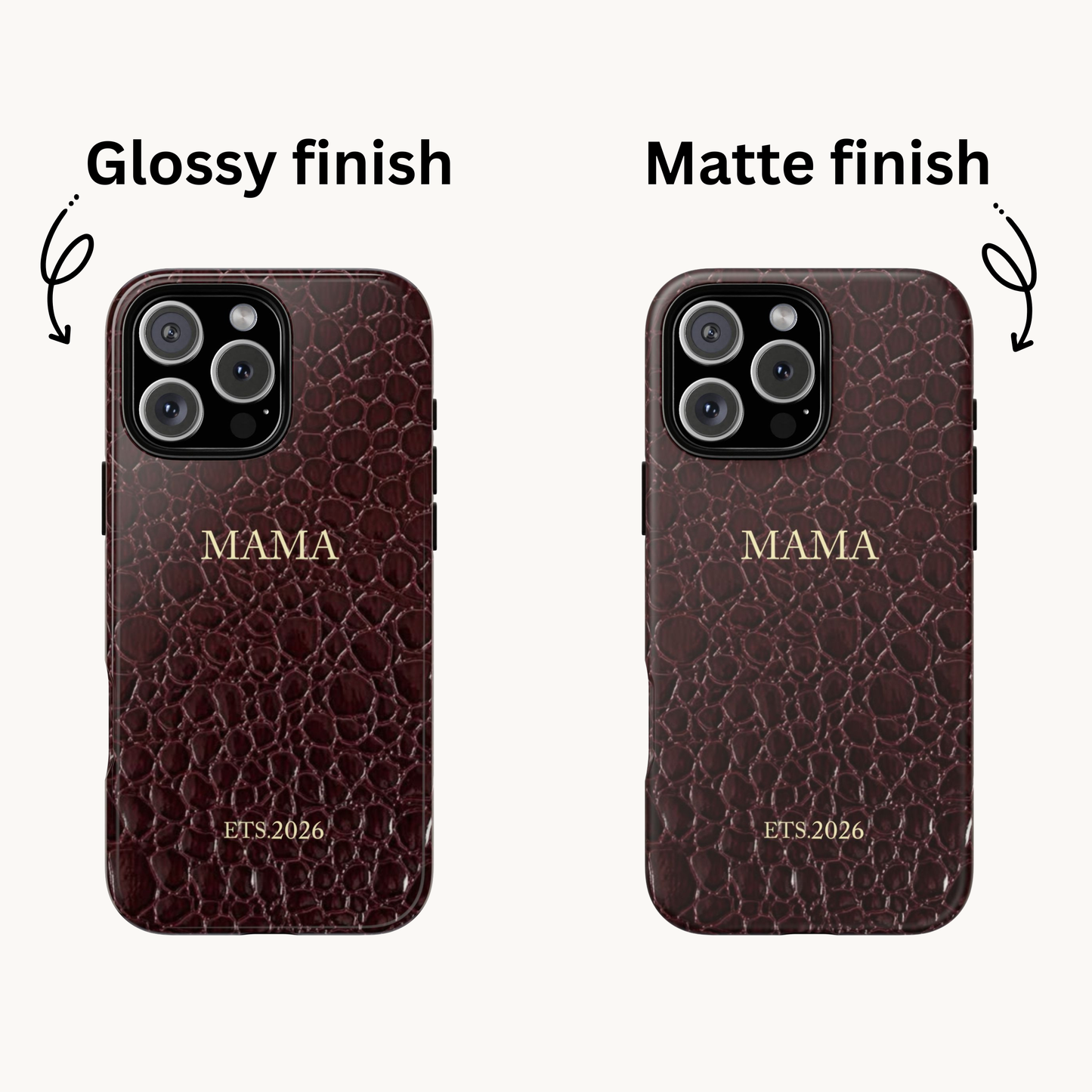 Mama Cherry Croc Leather Texture, Personalized EST.2026