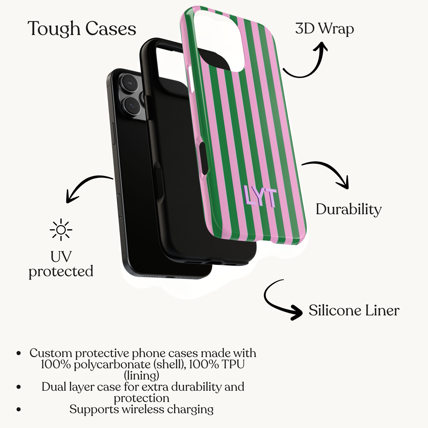 Personalized Striped Pink & Green