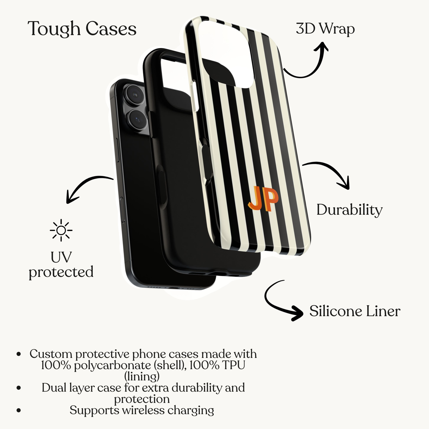 Personalized Black & White Stripe
