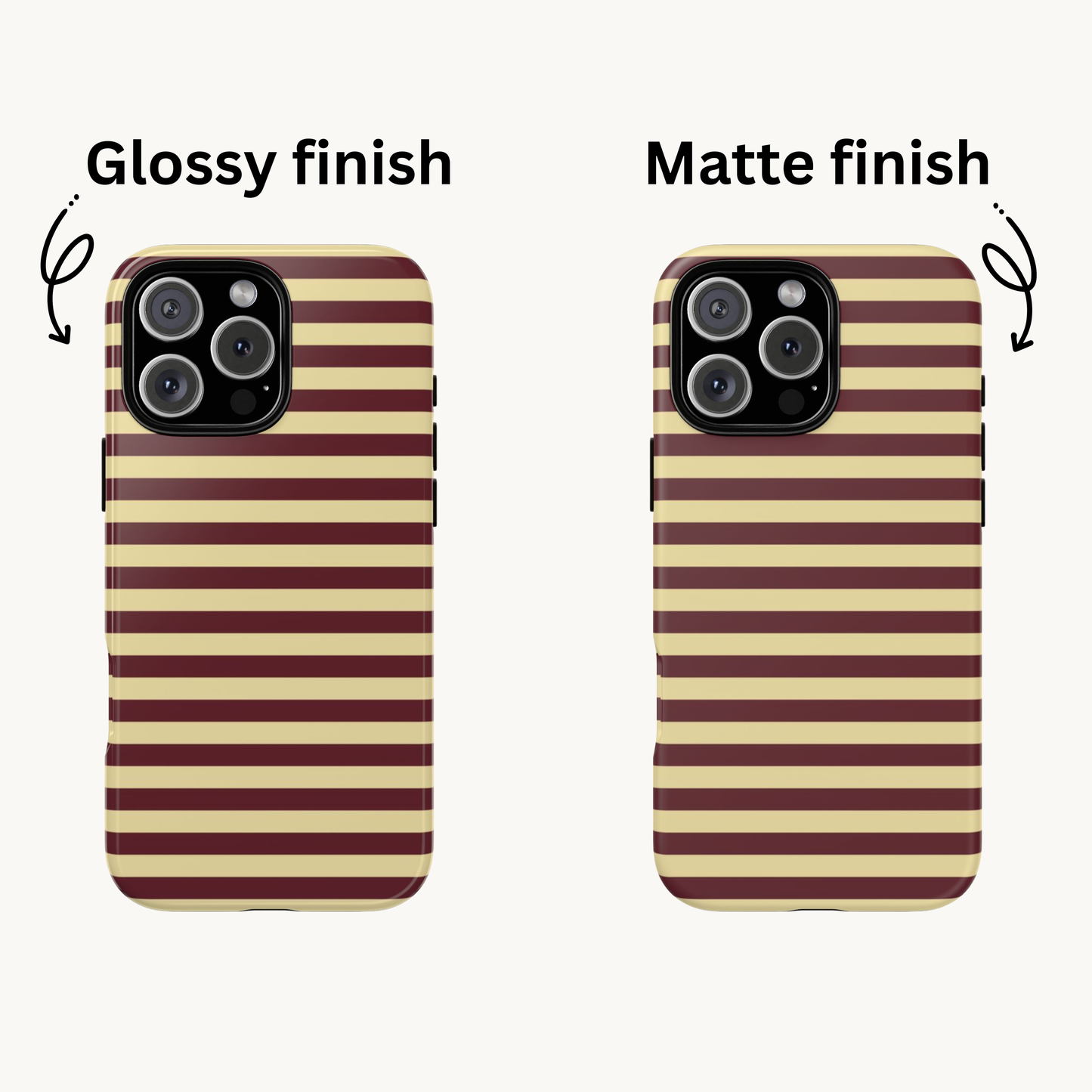 Butter Yellow & Burgundy Red striped