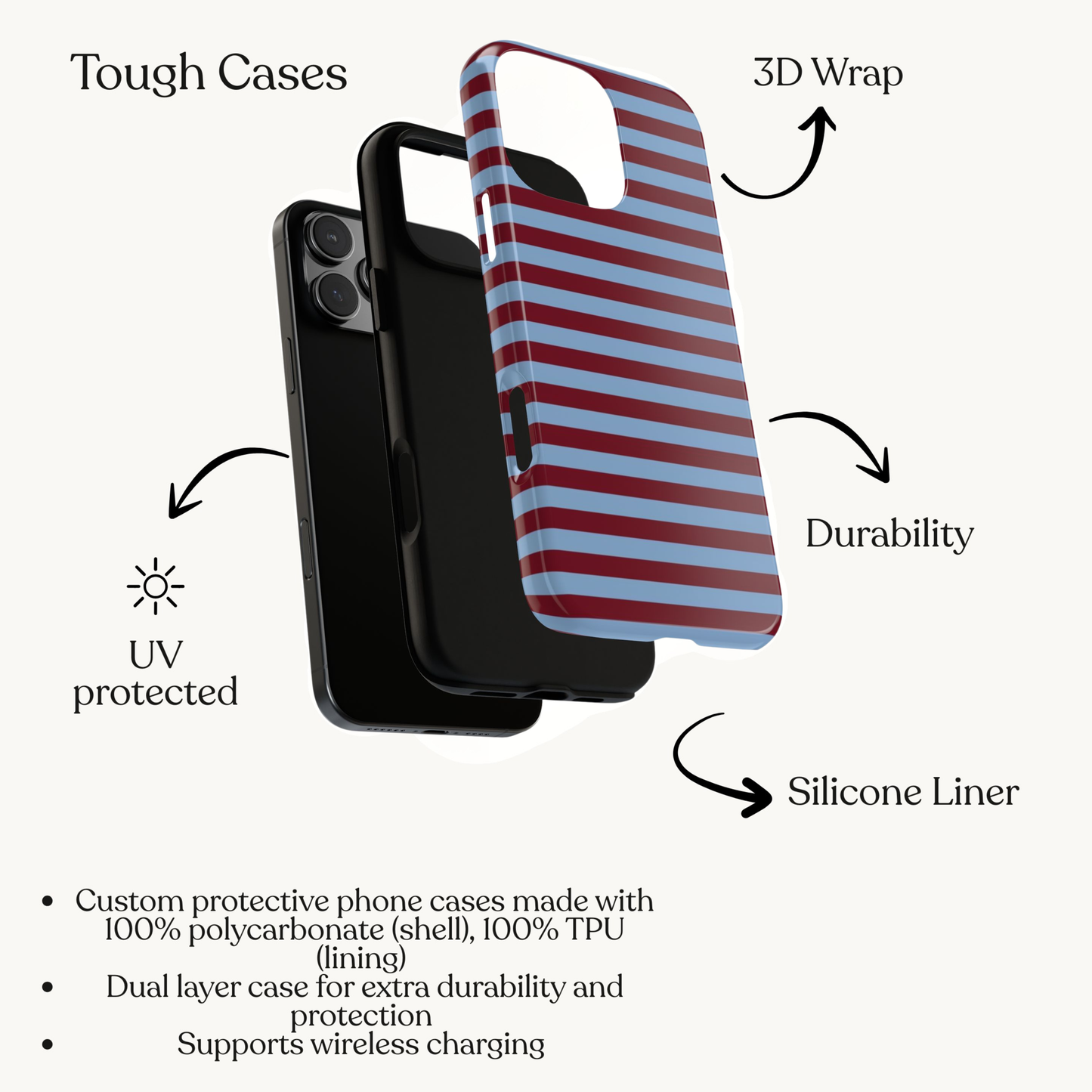 Cherry Dark Red & Blue striped