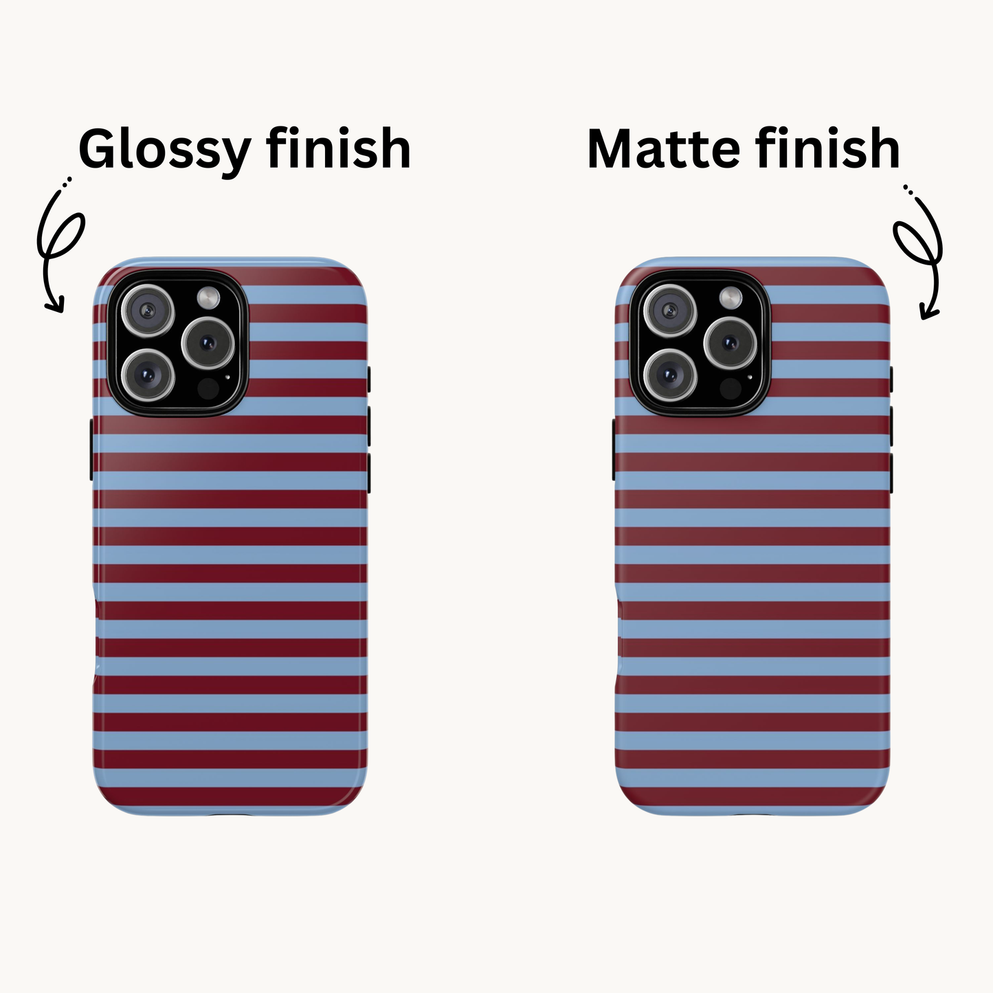 Cherry Dark Red & Blue striped