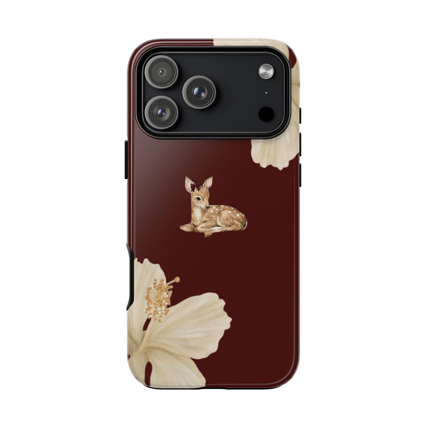 Aesthetic Coquette Deer Lily iPhone Case — Elegant Cherry Red Floral trendy iPhone case