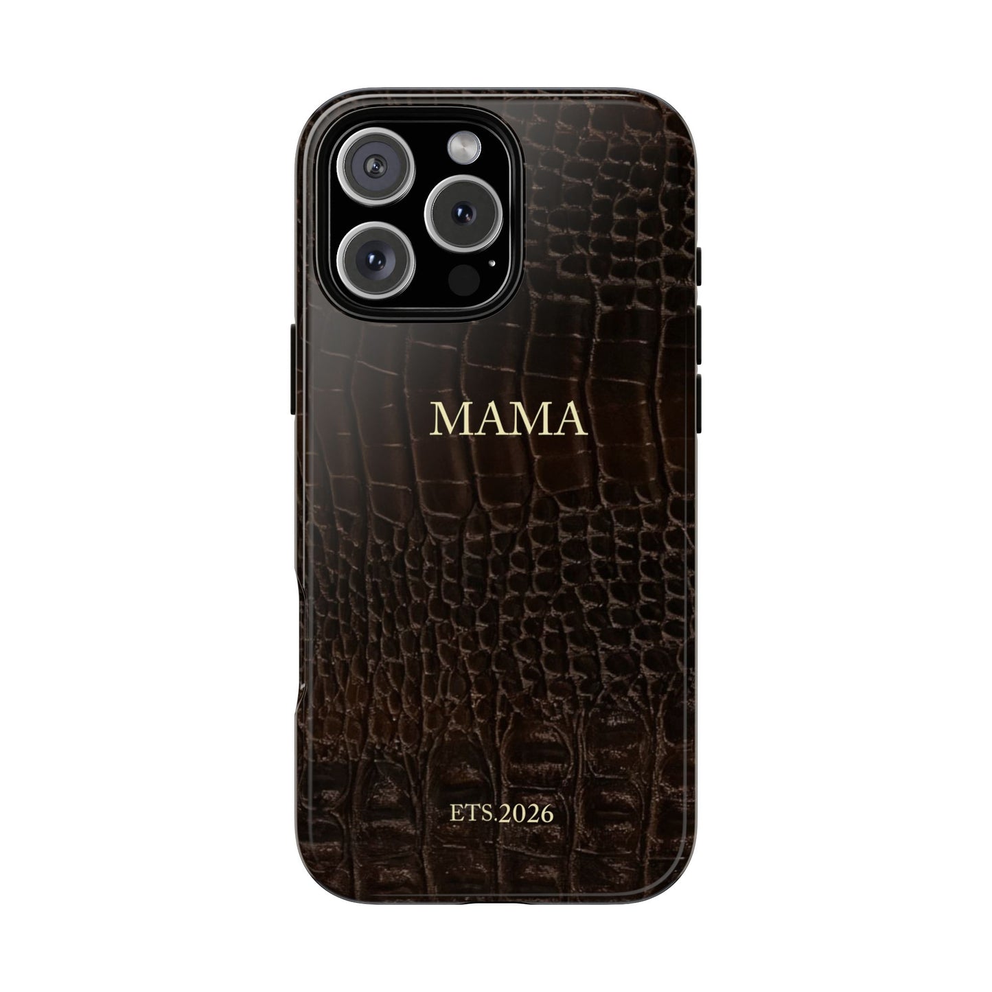 Mama Croc Leather-Texture Tough Phone Case — Personalized EST.2026