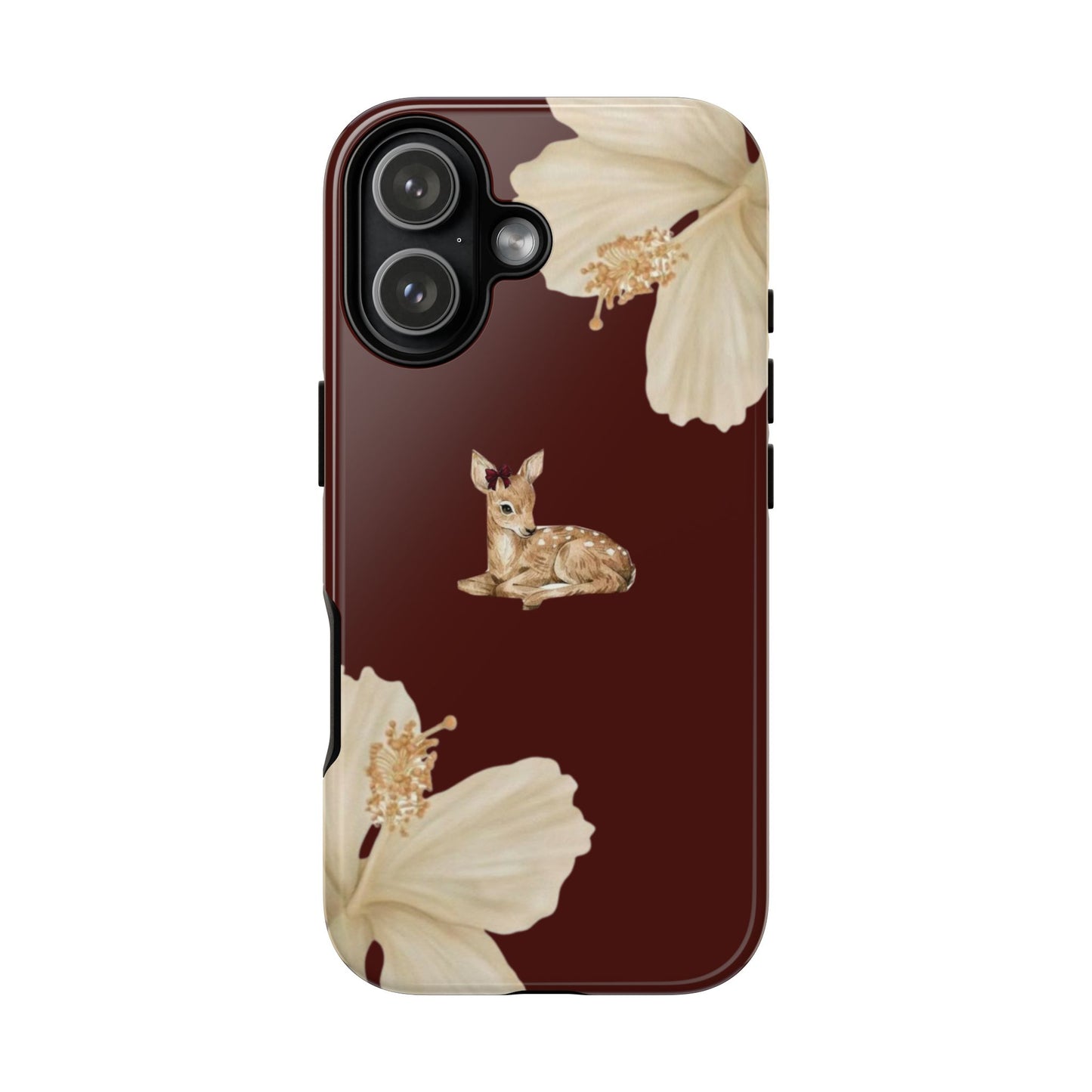 Aesthetic Coquette Deer Lily iPhone Case — Elegant Cherry Red Floral trendy iPhone case