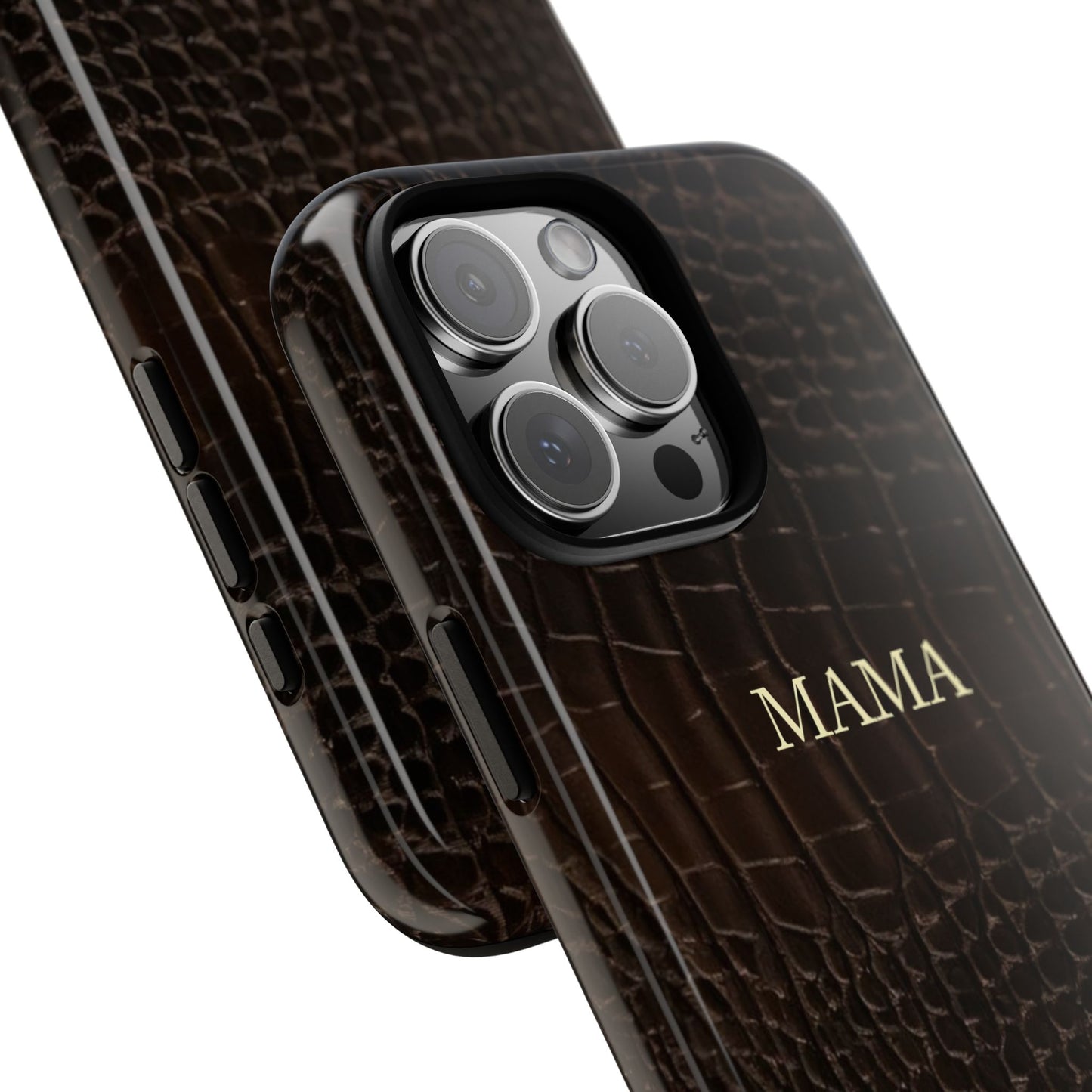 Mama Croc Leather-Texture Tough Phone Case — Personalized EST.2026