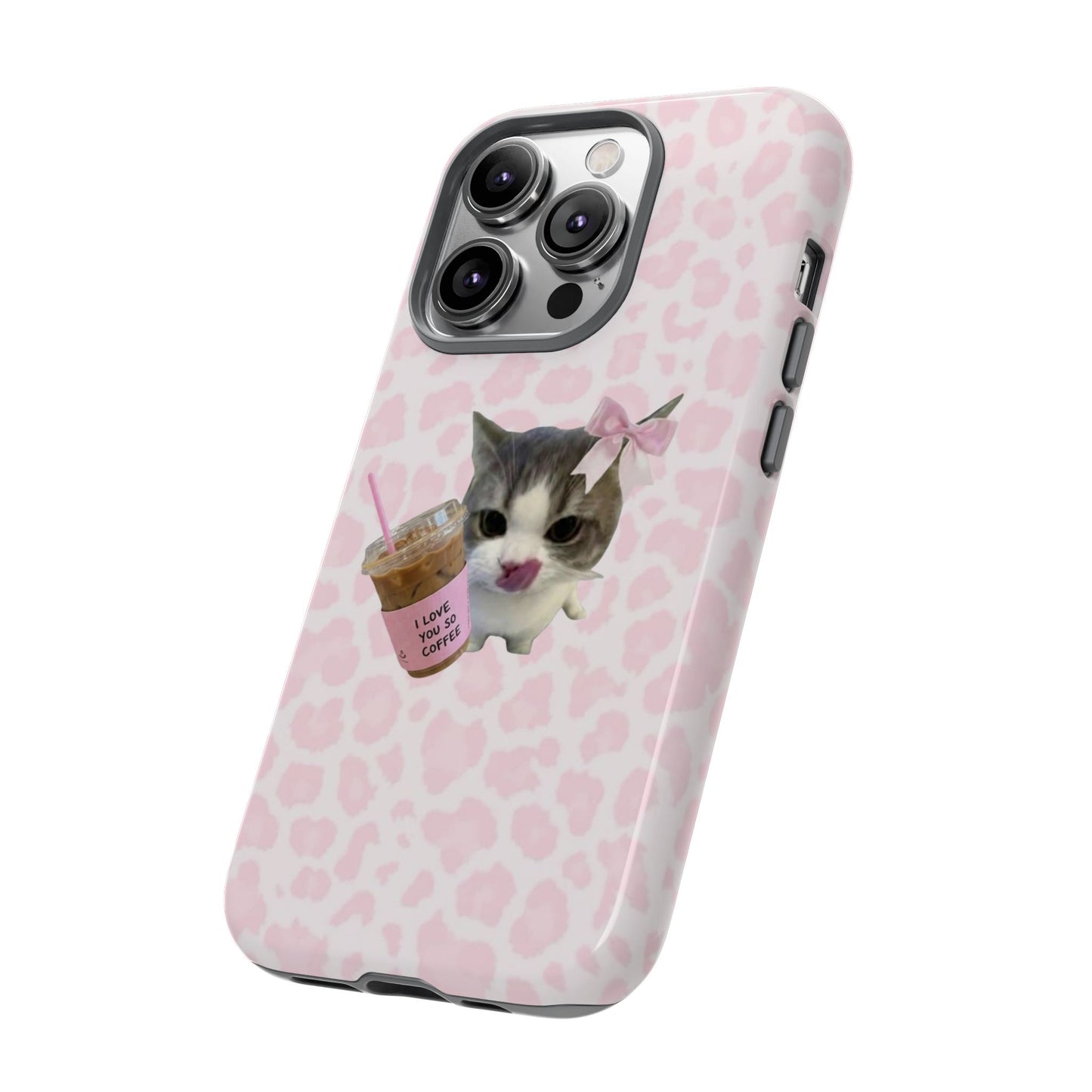 coffee  Lover Cat Phone Case – Cute Pink Aesthetic iPhone Case for Girls