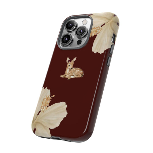 Aesthetic Coquette Deer Lily iPhone Case — Elegant Cherry Red Floral trendy iPhone case