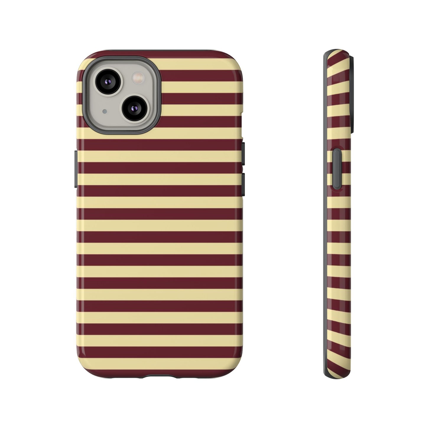 Butter Yellow & Burgundy Red striped