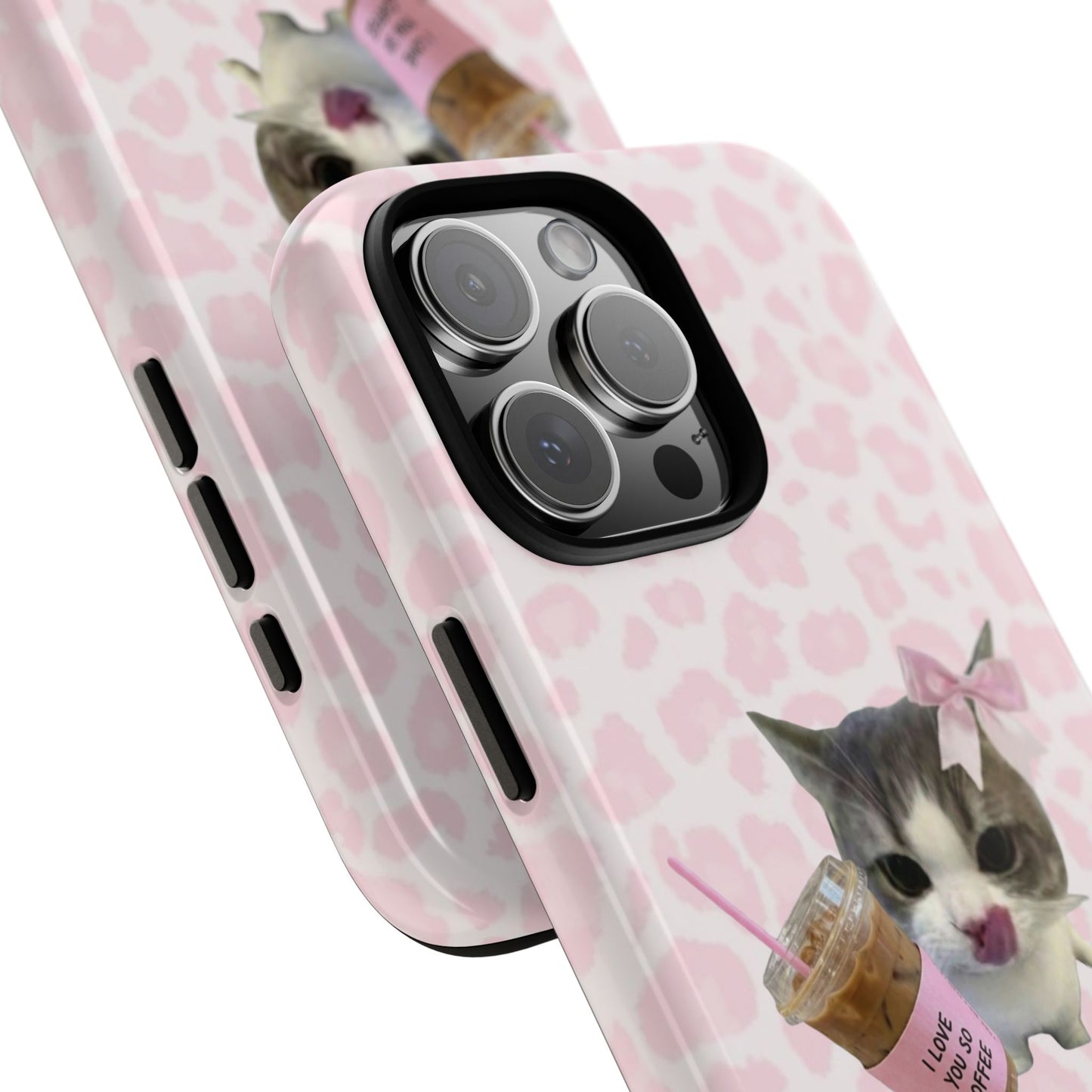 coffee  Lover Cat Phone Case – Cute Pink Aesthetic iPhone Case for Girls