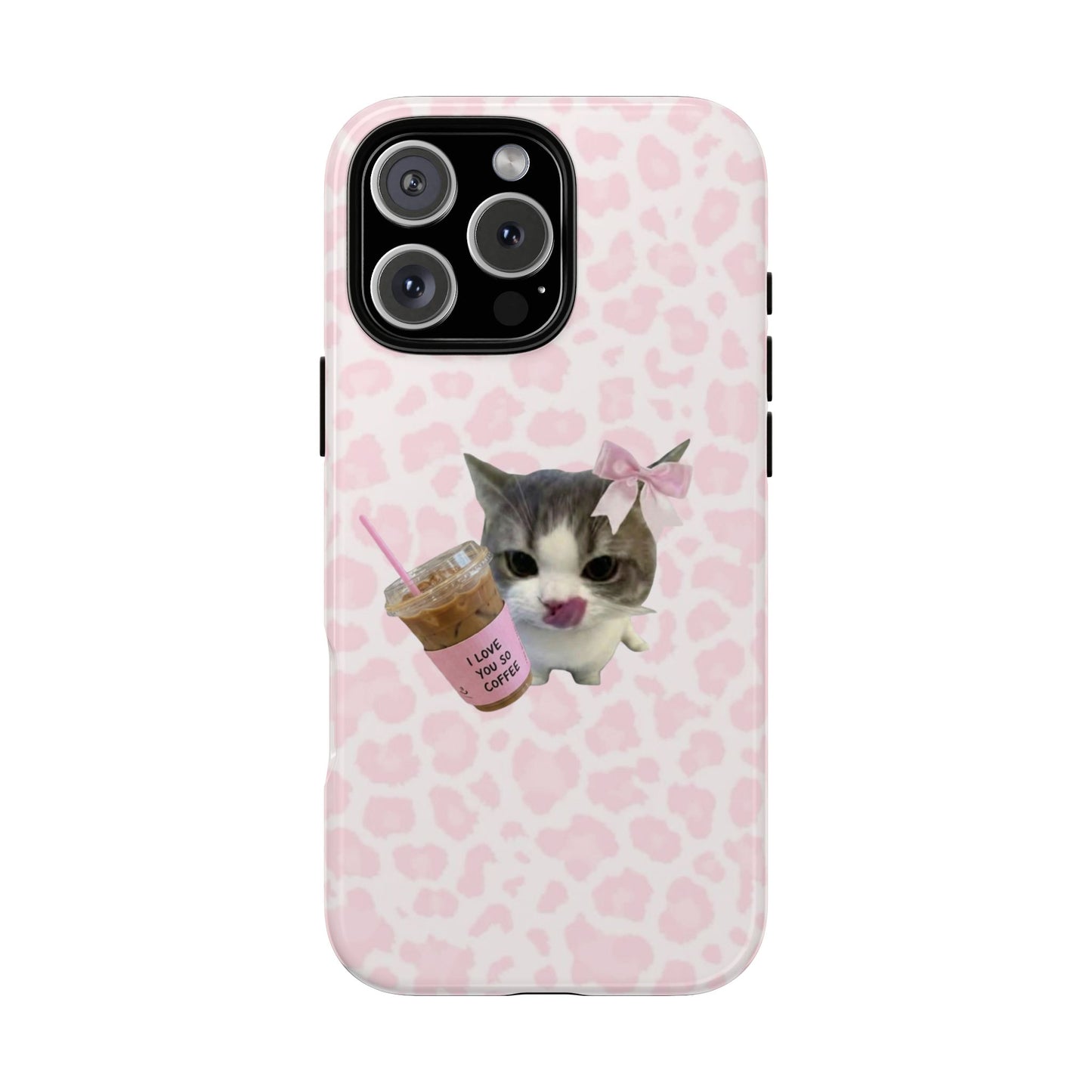 coffee  Lover Cat Phone Case – Cute Pink Aesthetic iPhone Case for Girls
