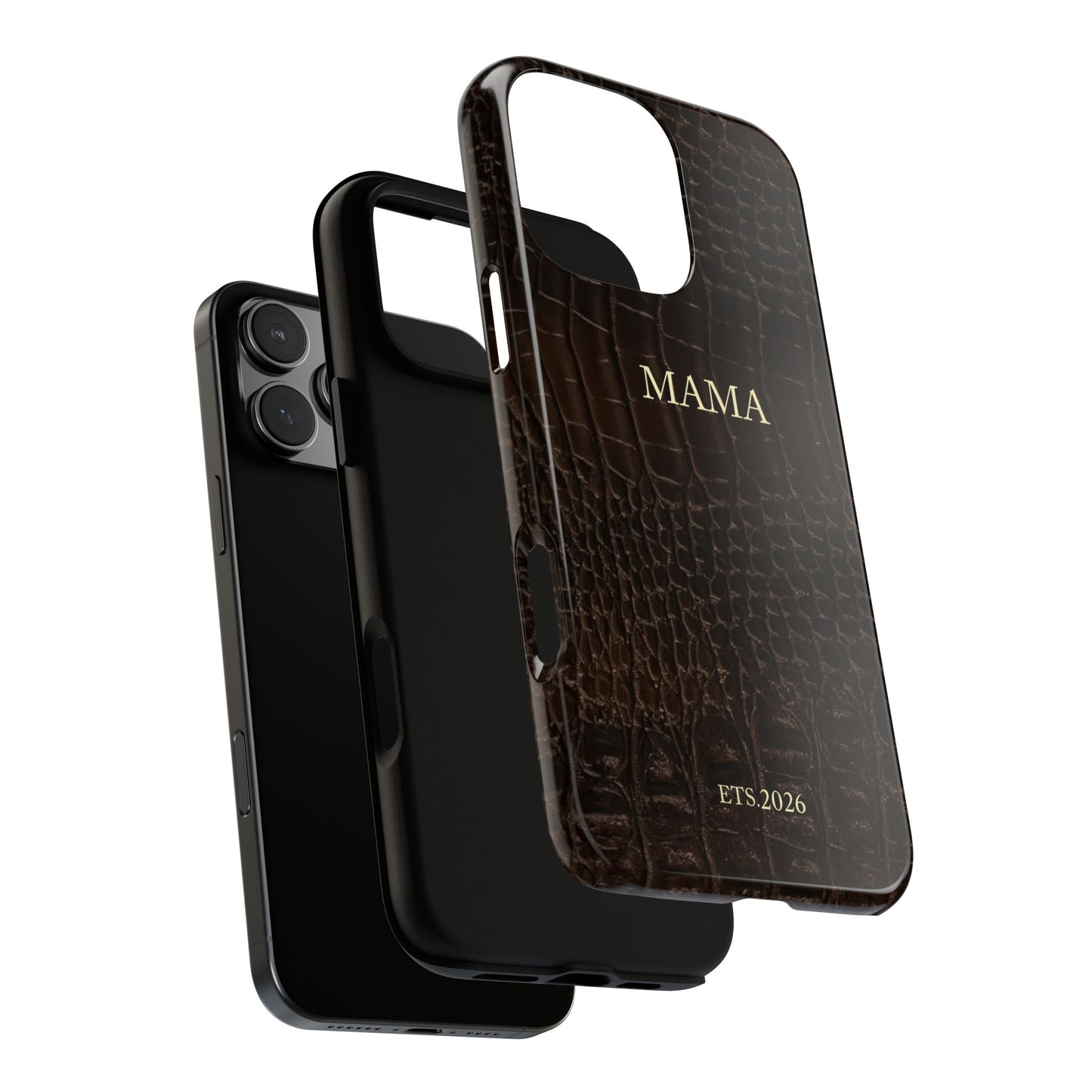 Mama Croc Leather-Texture Tough Phone Case — Personalized EST.2026