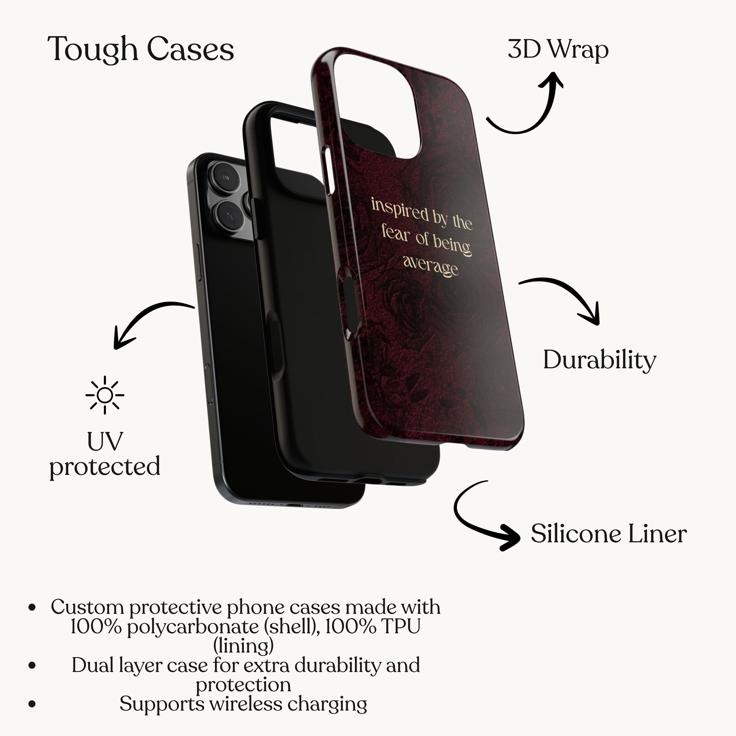 Cherry Rose iPhone Case — "Fear of Being Average" Feminine Chic phone cover