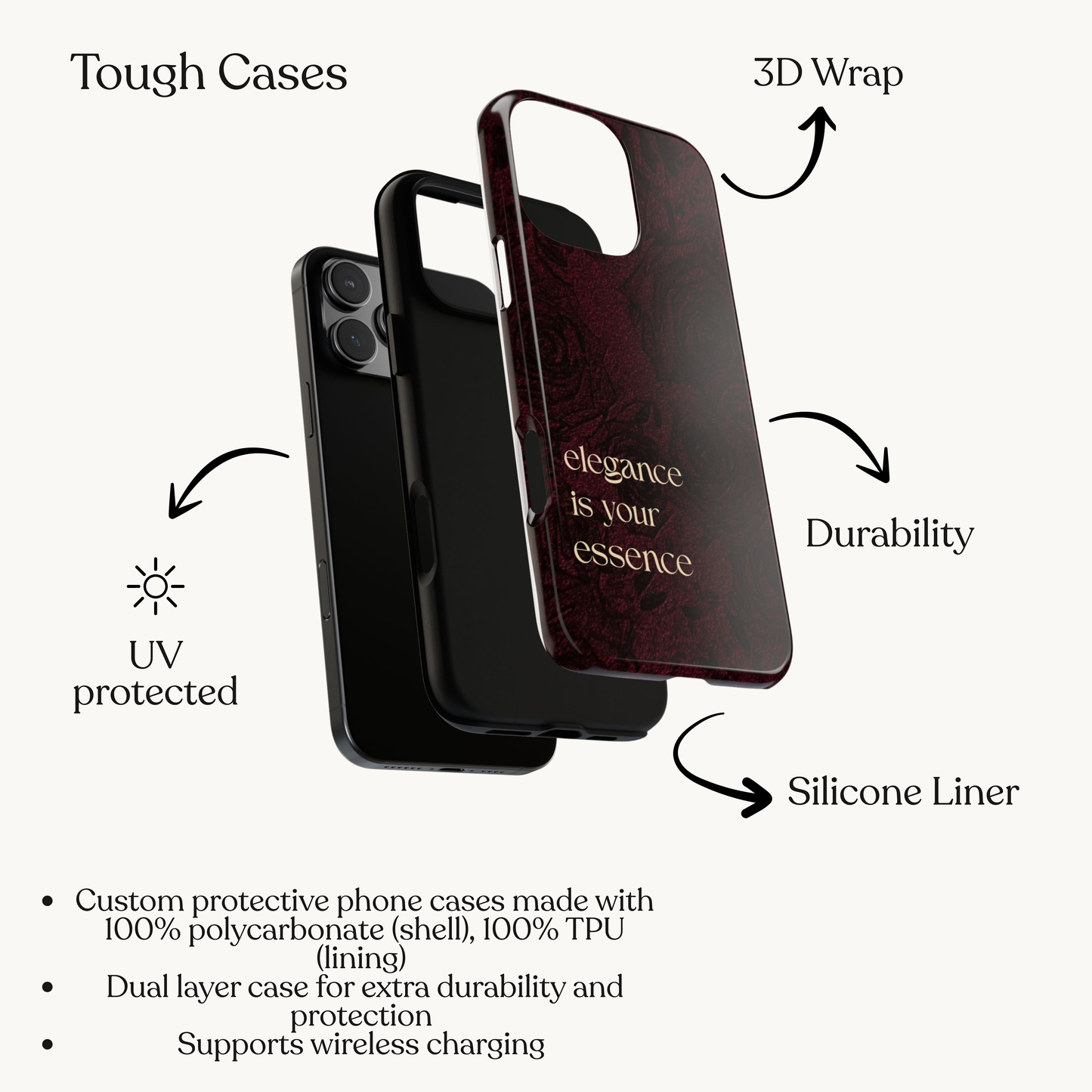 Cherry Rose Luxury iPhone Case — "Elegance Is Your Essence"